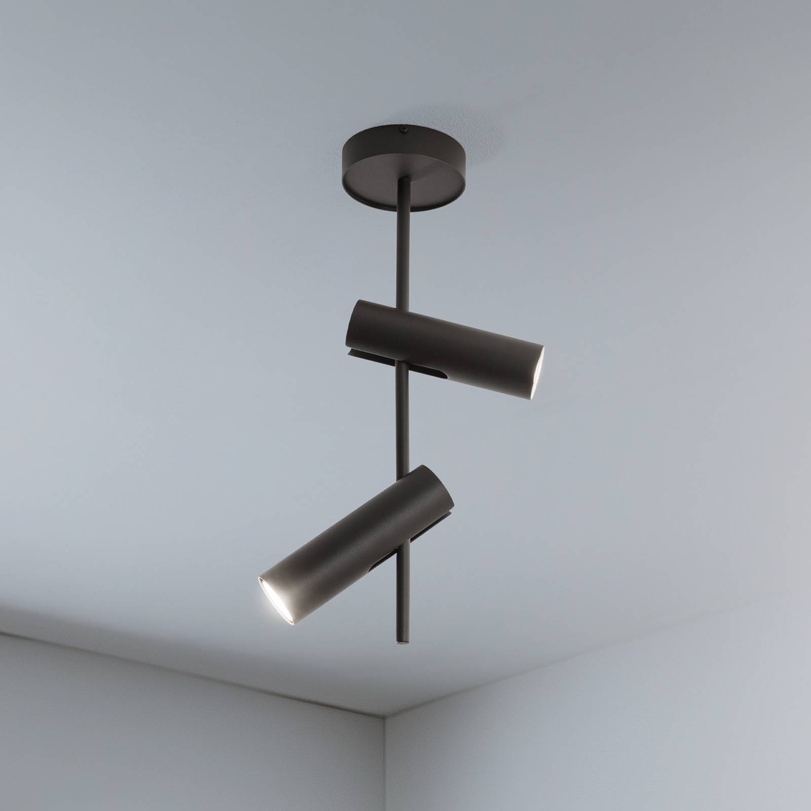 Deckenspot Leda 2, olivgrün, 2-flammig, Stahl, Höhe 55 cm günstig online kaufen