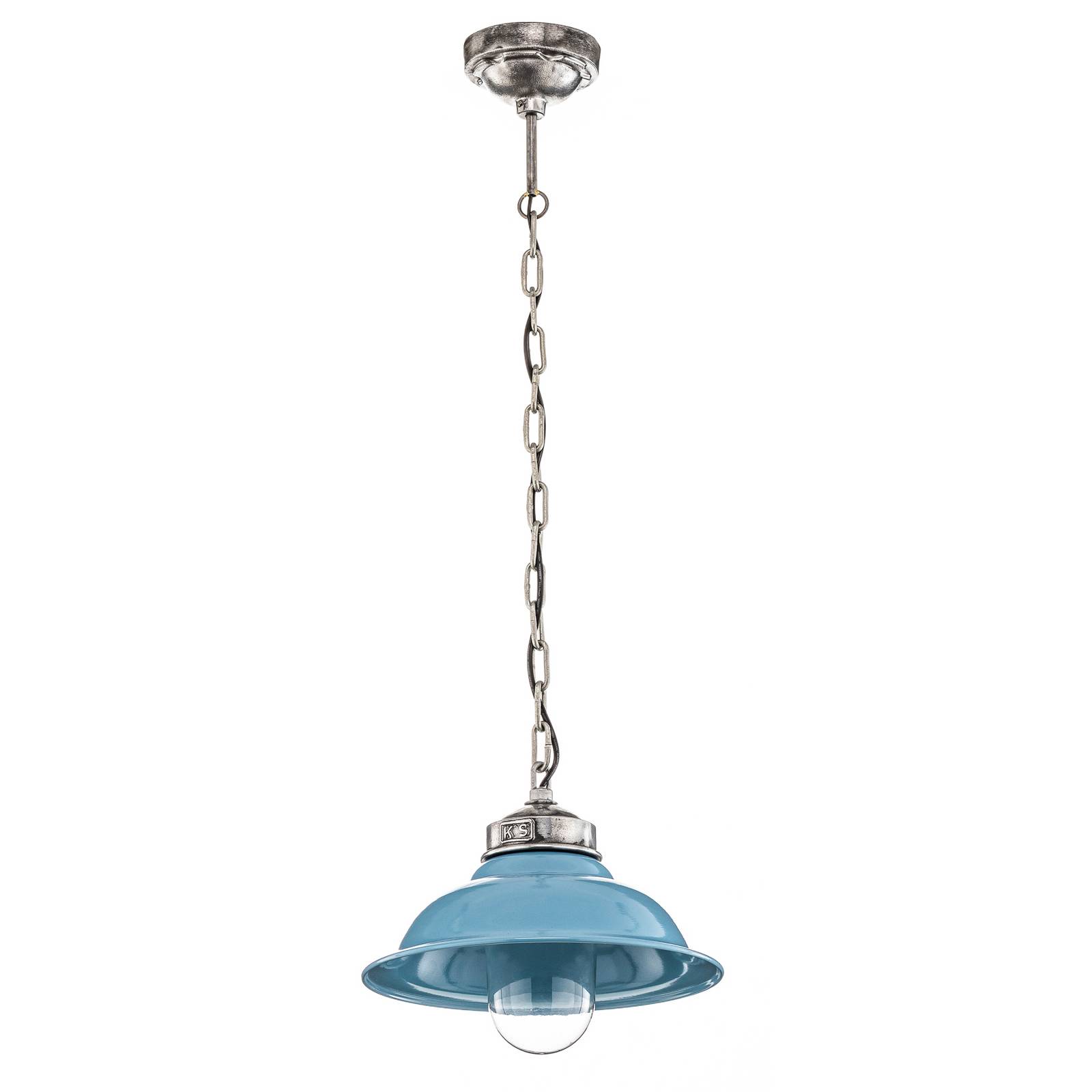 K.S. Verlichting Blue Retro hanging light Porto Fino, for Living / Dining Room, aluminium, E27, 60 W, H: 30 cm