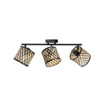 Φωτιστικό οροφής Sumba, 3 λάμπες, μαύρο, μπαμπού φυσικό/μαύρο, E14