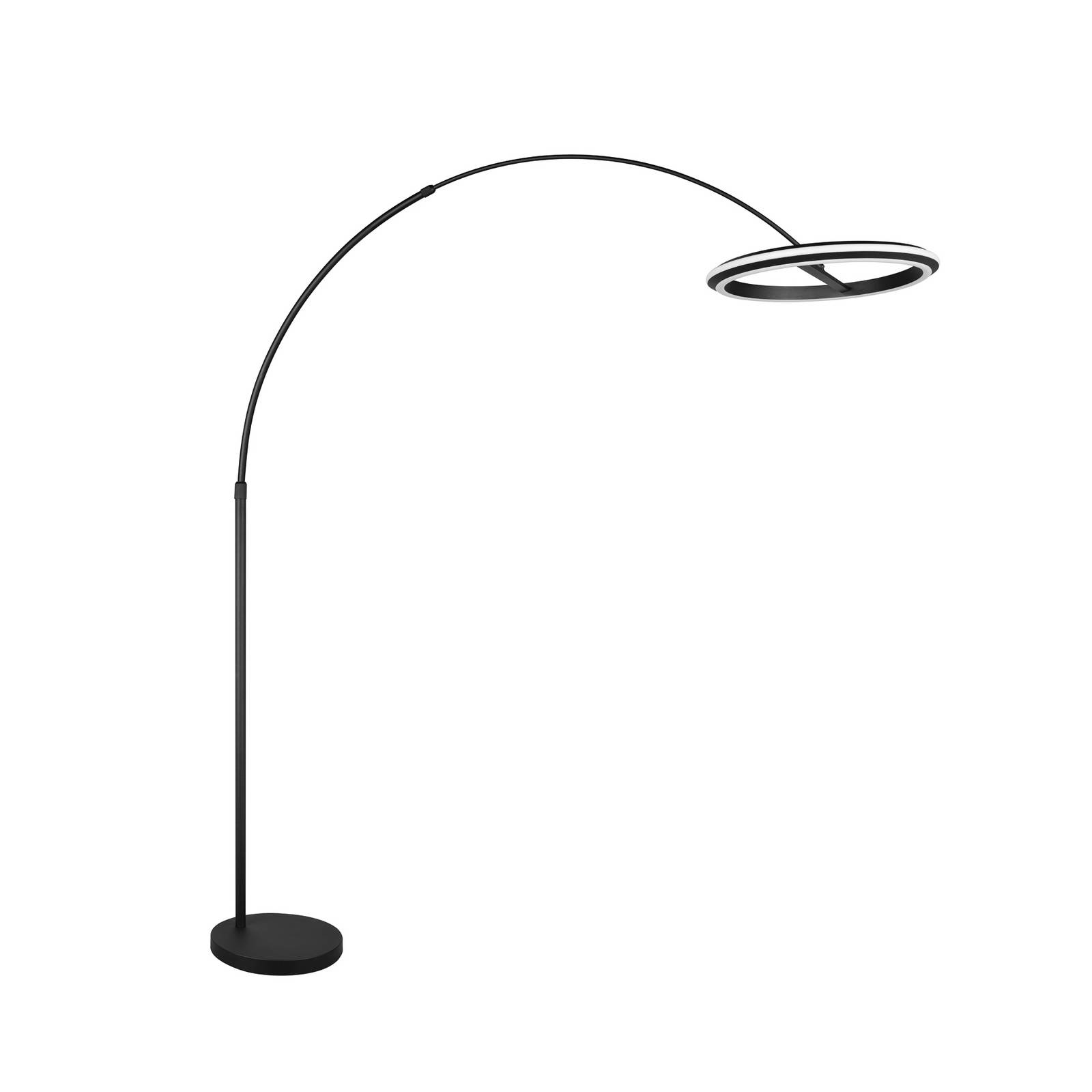 LED-Bogen-Stehlampe Amador, schwarz, Höhe 205 cm Metall