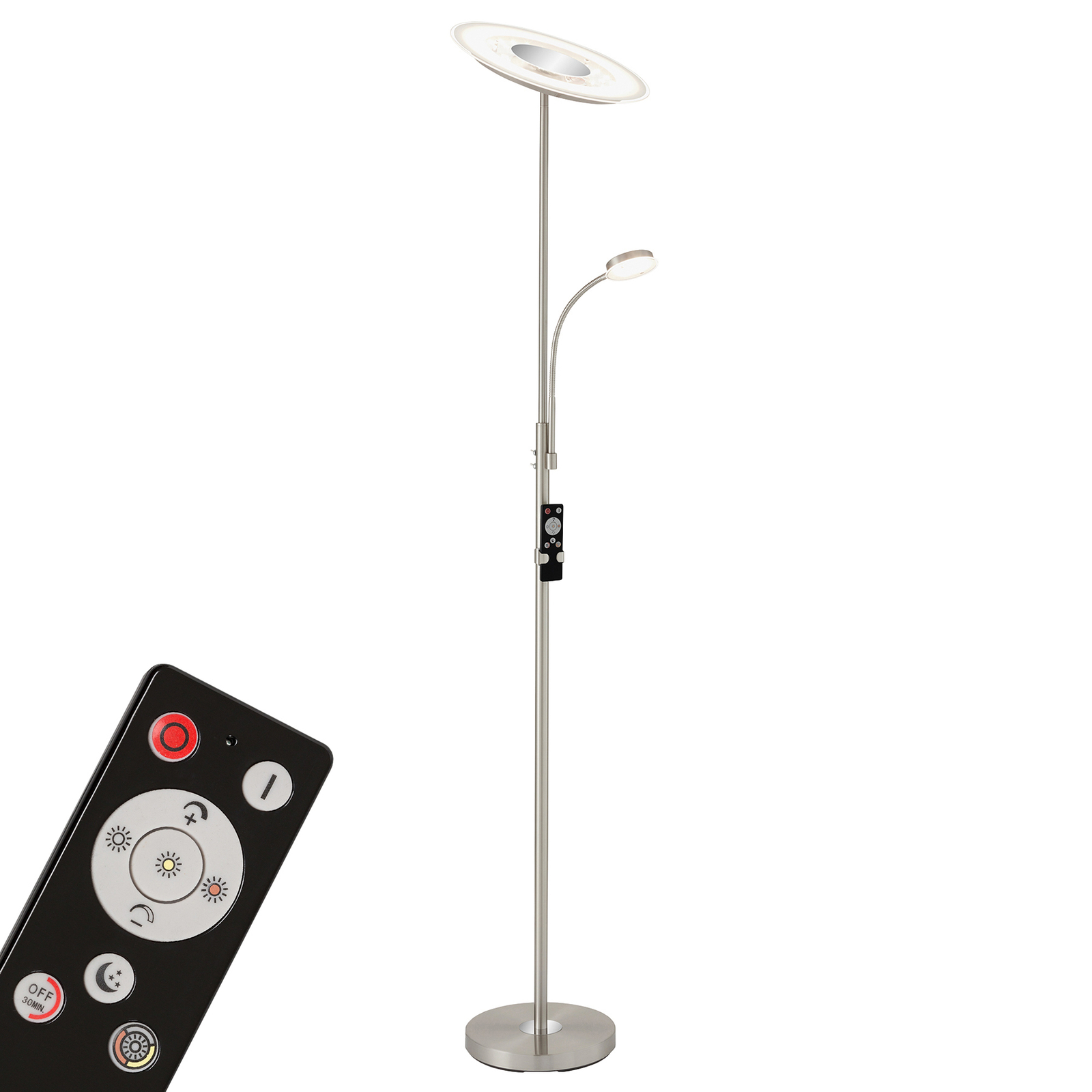 LED-uplight-golvlampa 1340-022 nickel dim CCT 32 W