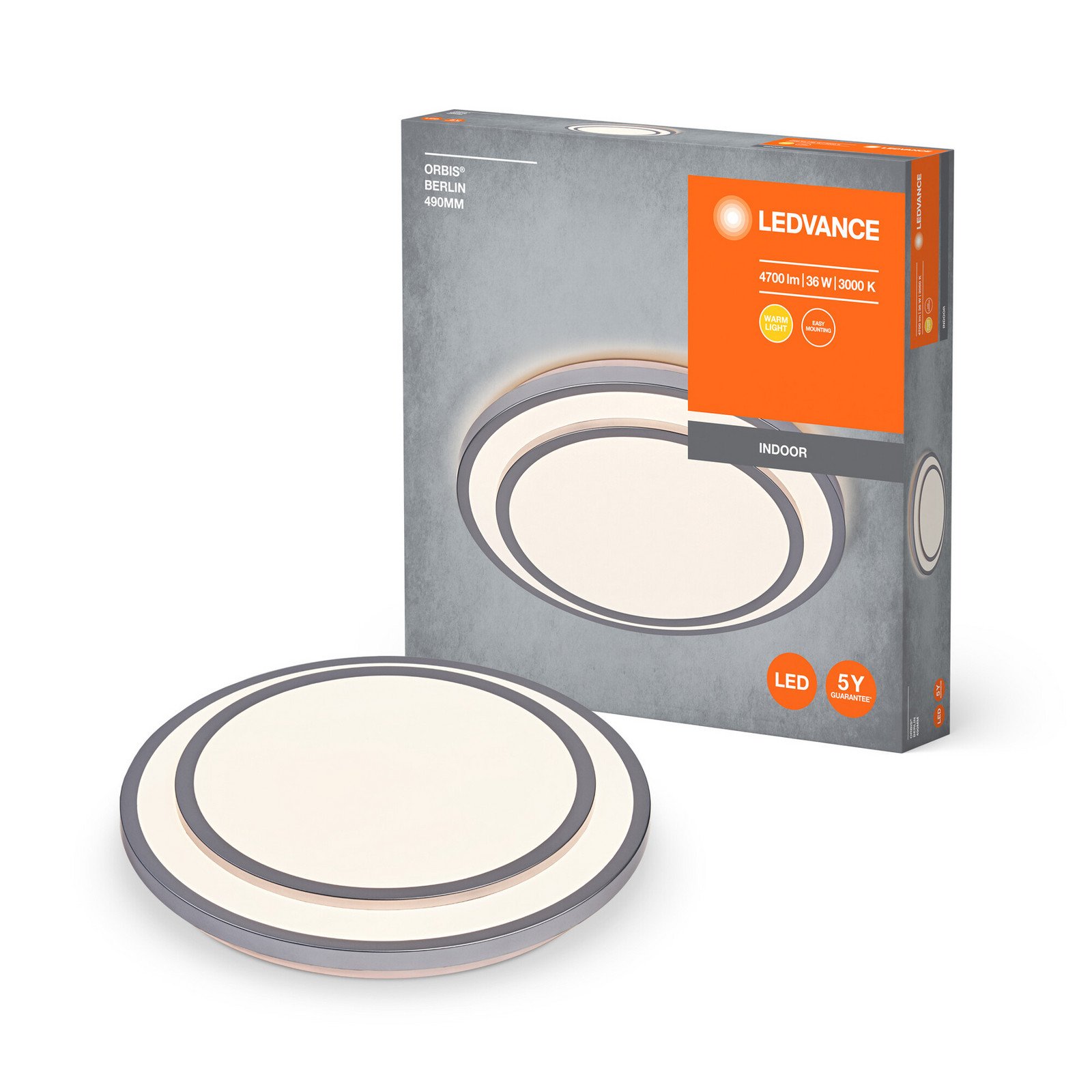Ledvance Orbis Berlin Plafonieră cu LED argintie 49cm - Camera de zi / sufragerie - argintiu alb - Metal