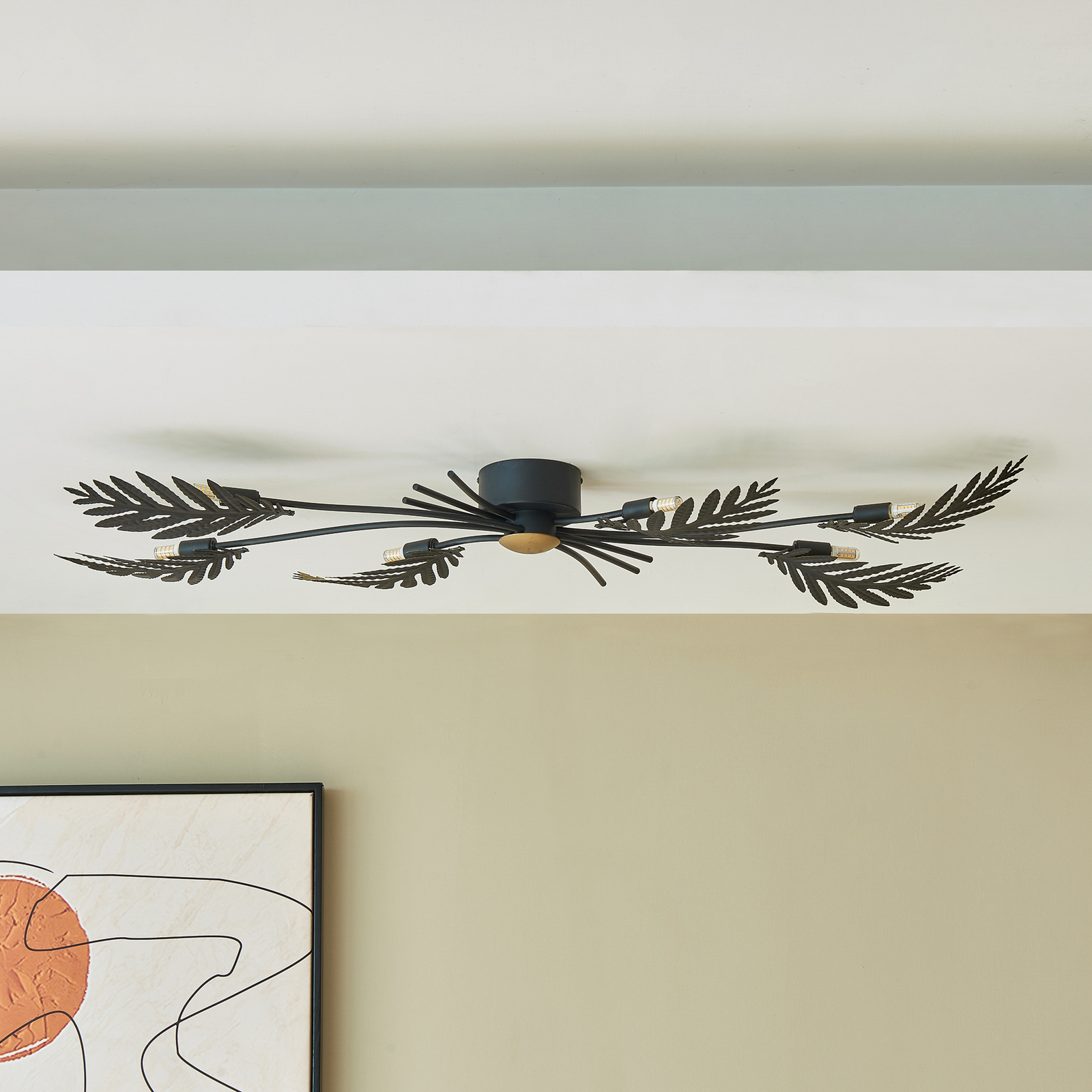 Lucande Aparas ceiling light with leaf decoration