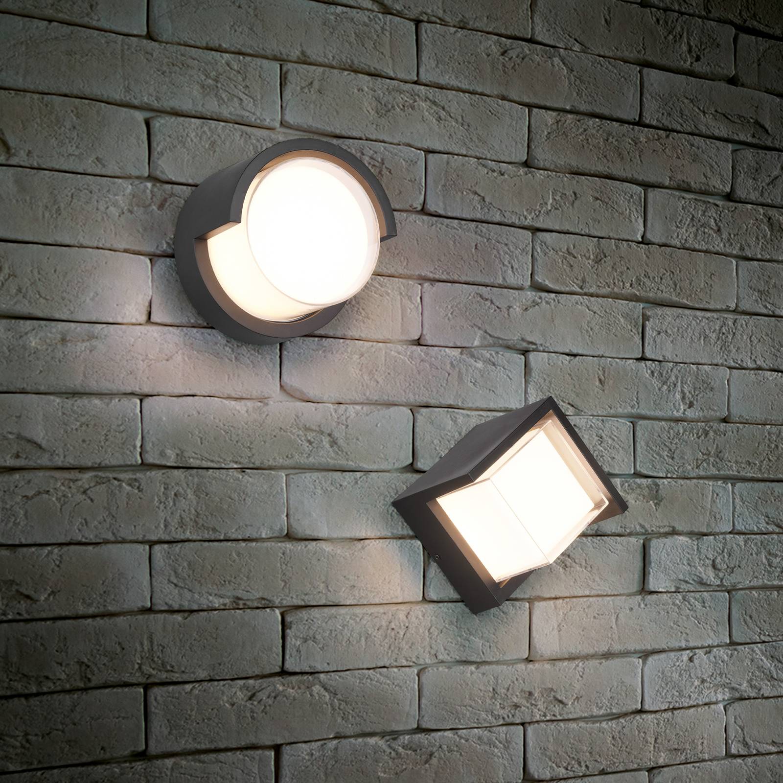 LED külső fali lámpa Puno, IP54, kerek