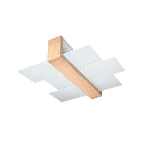 Deckenleuchte Shifted 2, Glas und helles Holz