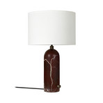 Lampe à poser Gubi Gravity Small, marbre rouge, tissu blanc