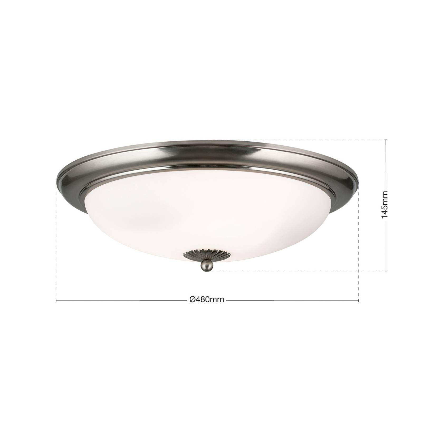 Lampa sufitowa Empire, Ø 48 cm, matowy nikiel, matowe opalowe szkło