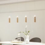 Lucande LED pendant light Nojus, 4-bulb, wood, up/down, 95 cm