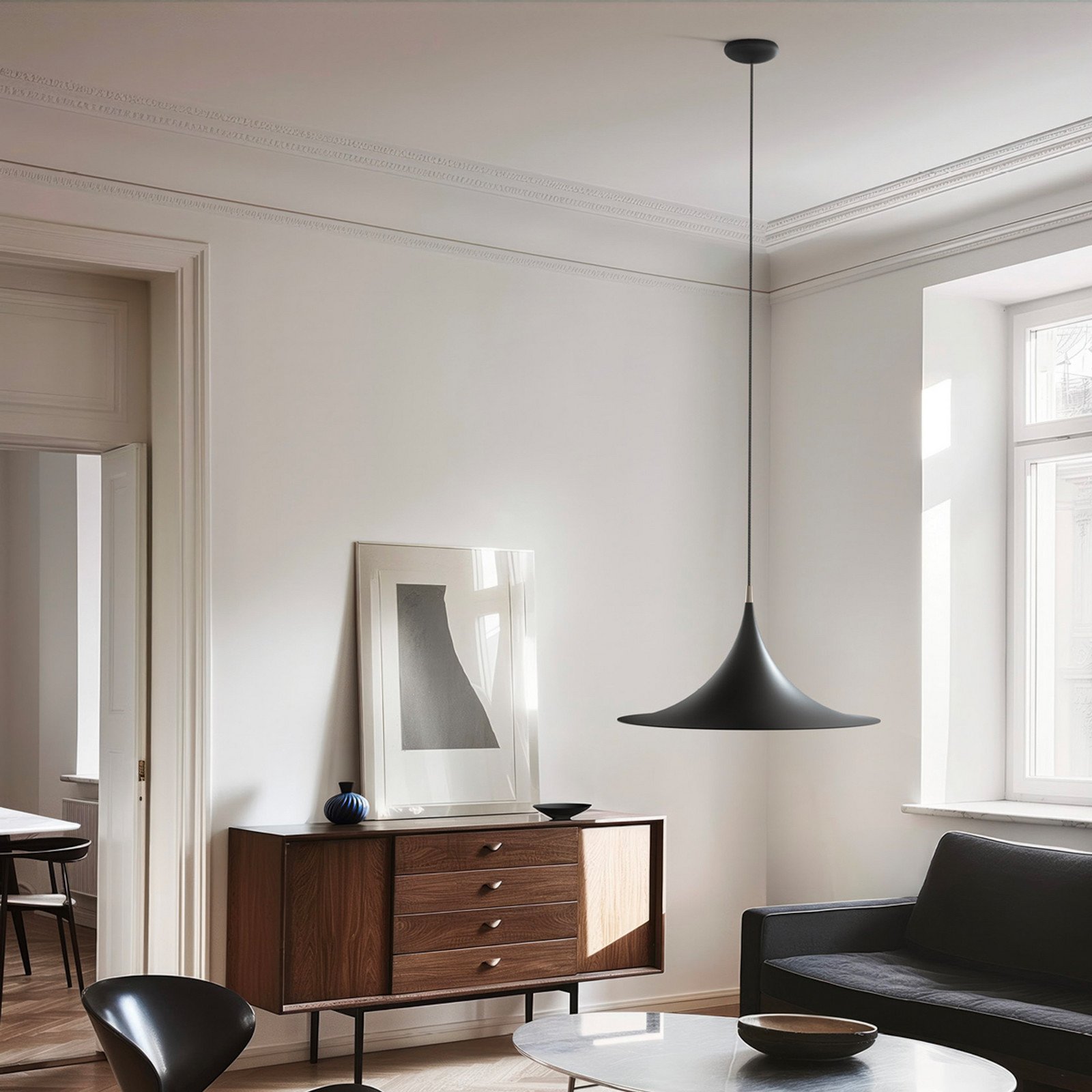 Linea Light Lampă suspendată Morgana negru/nichel metal Ø 48 cm E27 - Camera de zi / sufragerie - Modern - negru nichel - Aluminiu