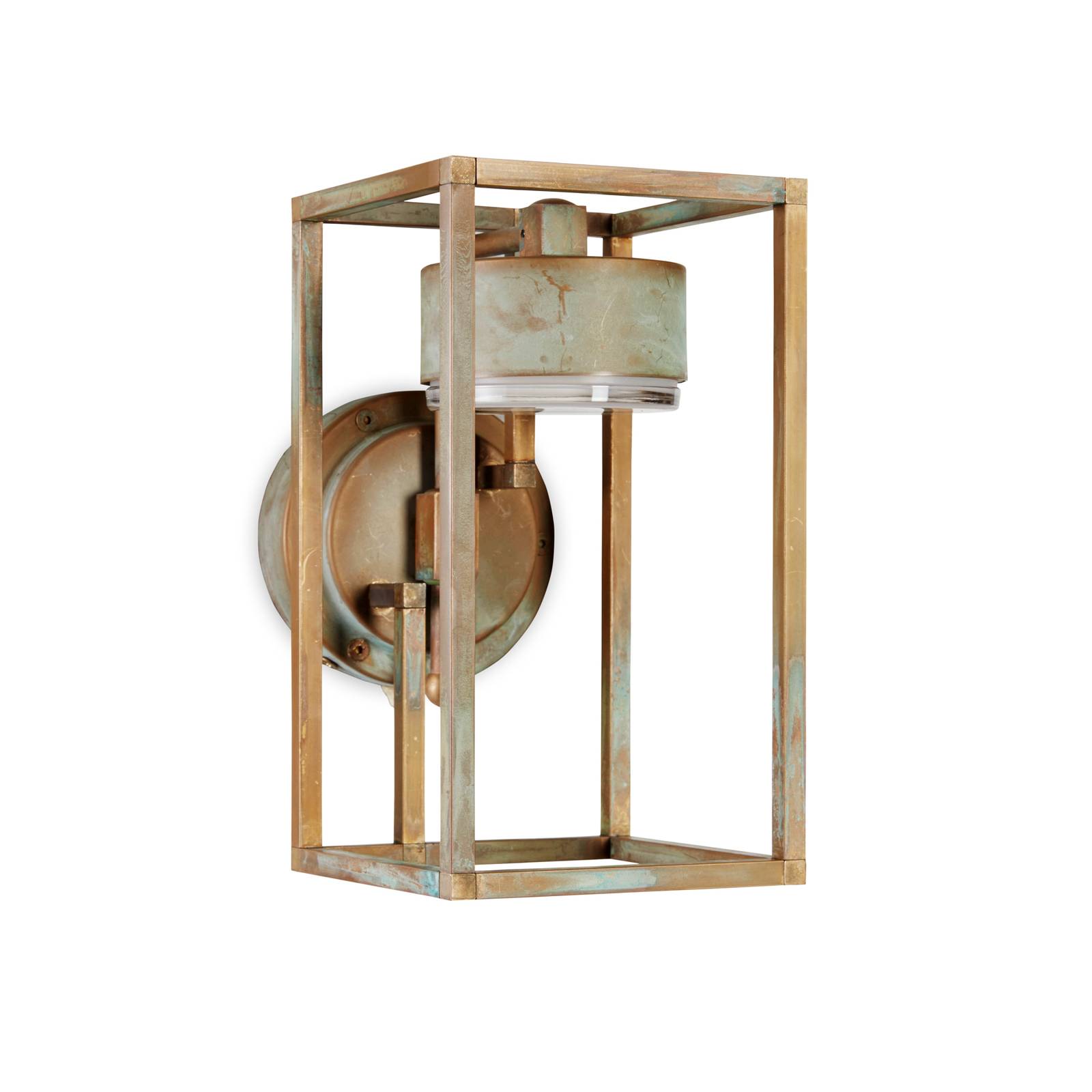 LED-Außenwandlampe Cubic 3372 messing antik/opal