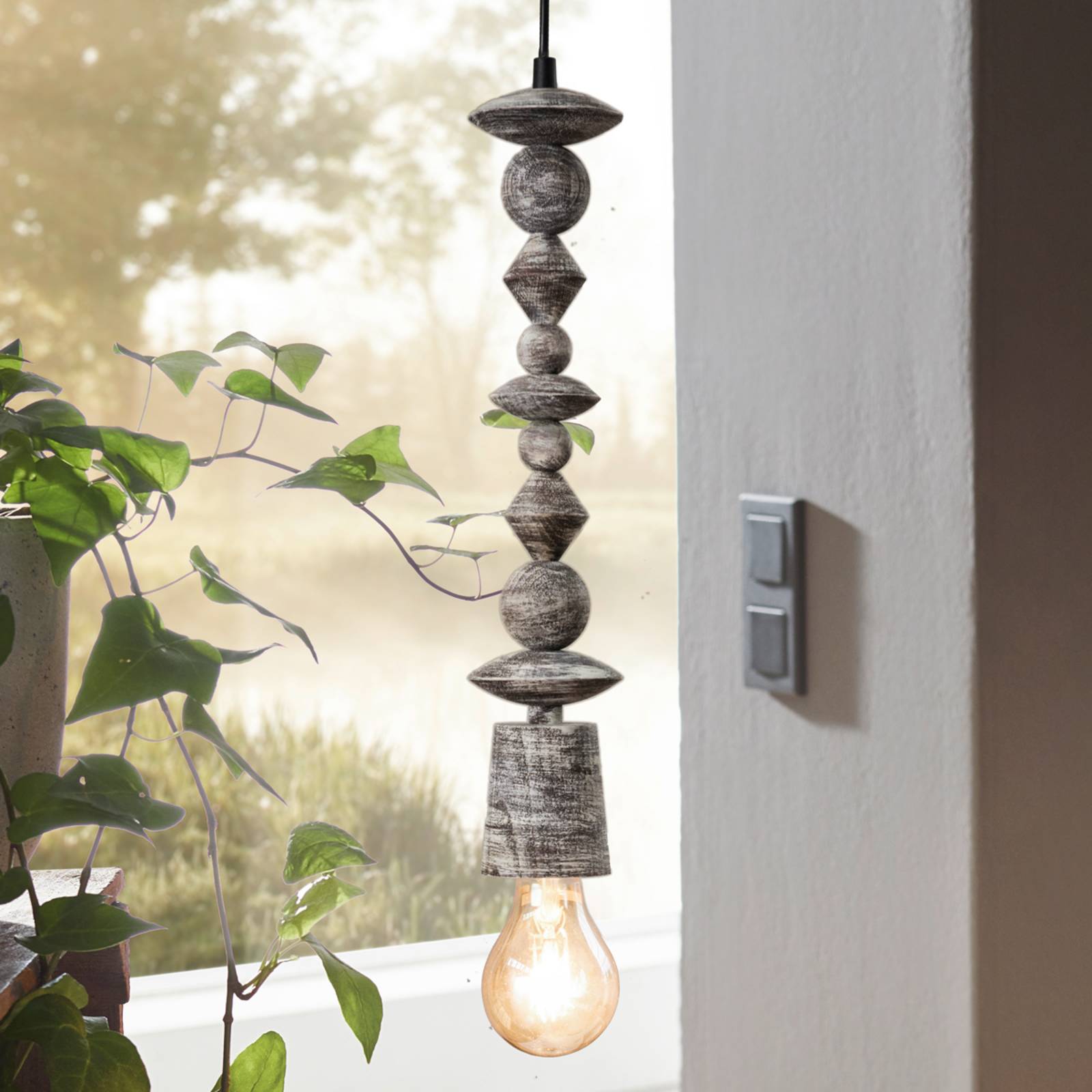 With black patina - Avoltri wooden pendant lamp