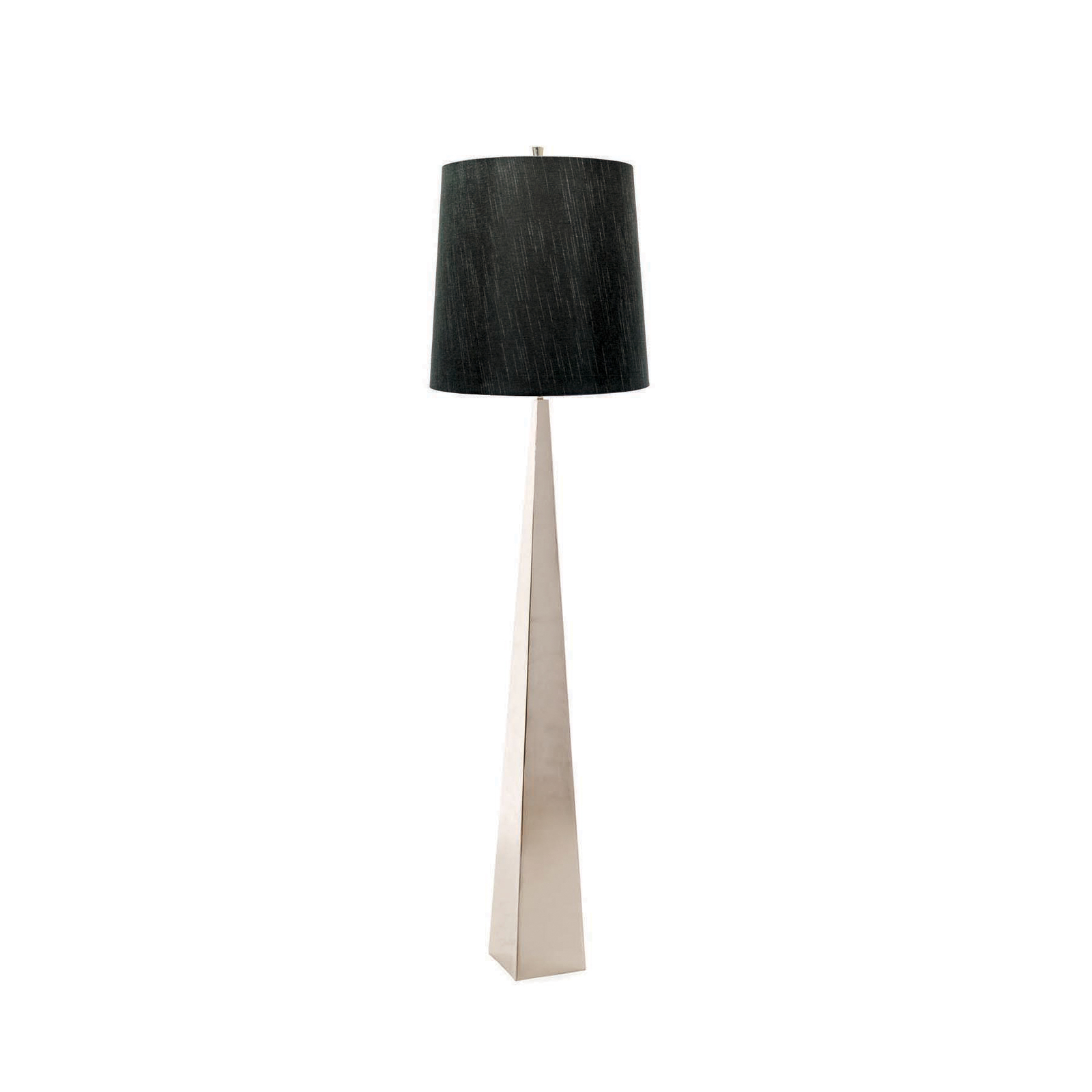 Ascent floor lamp, polished nickel, black lampshade