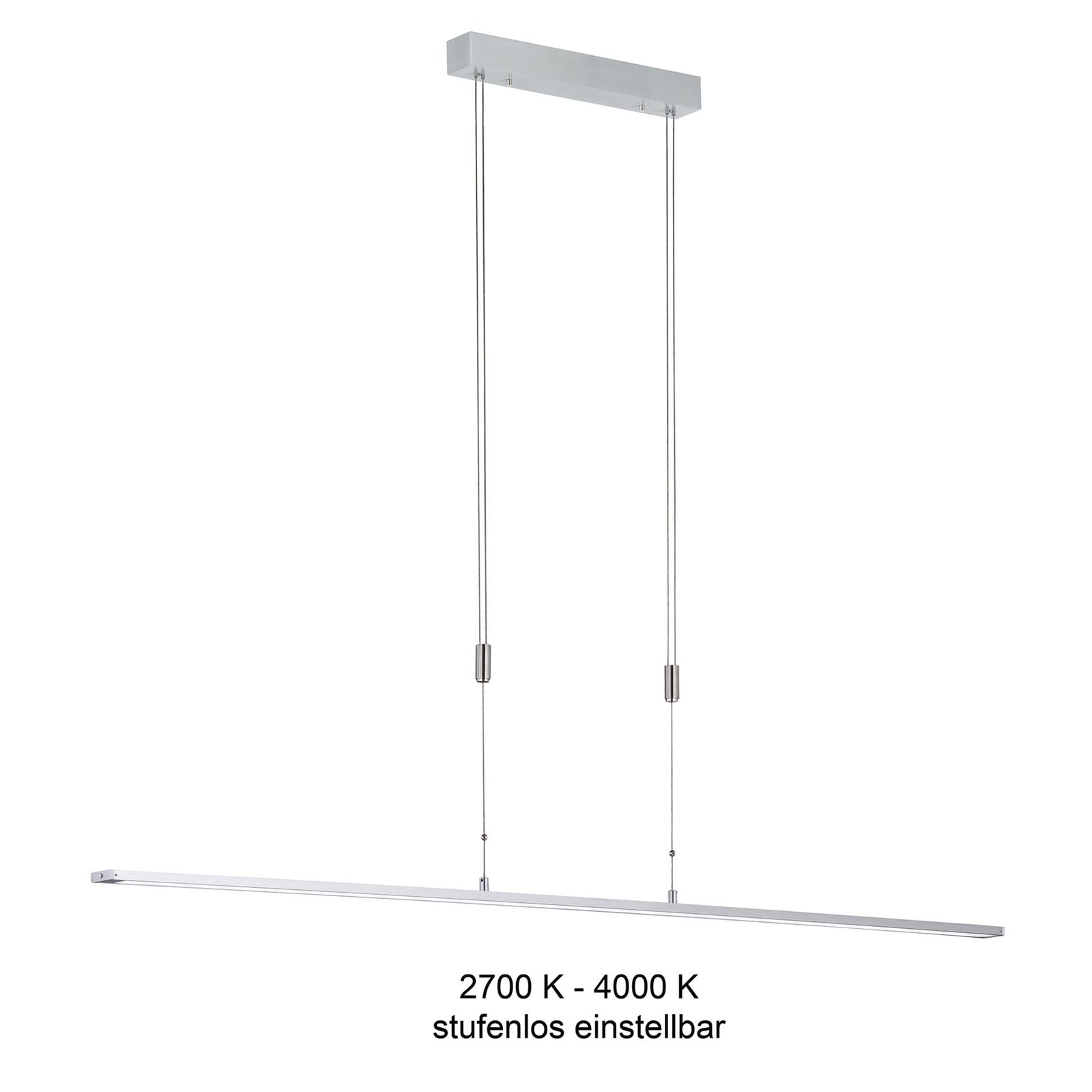 LED-Hängelampe Metz mit Taster, Länge 160 cm, alu