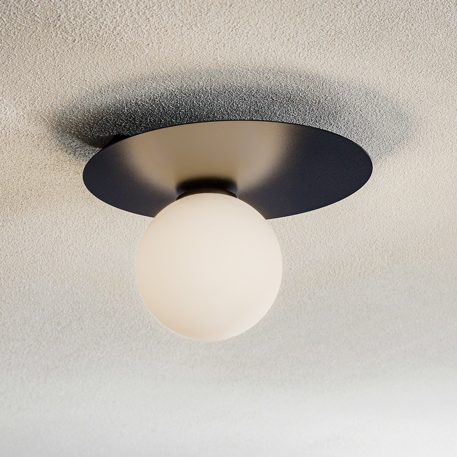 Plafoniera Firn, rotonda, 1 luce, nero