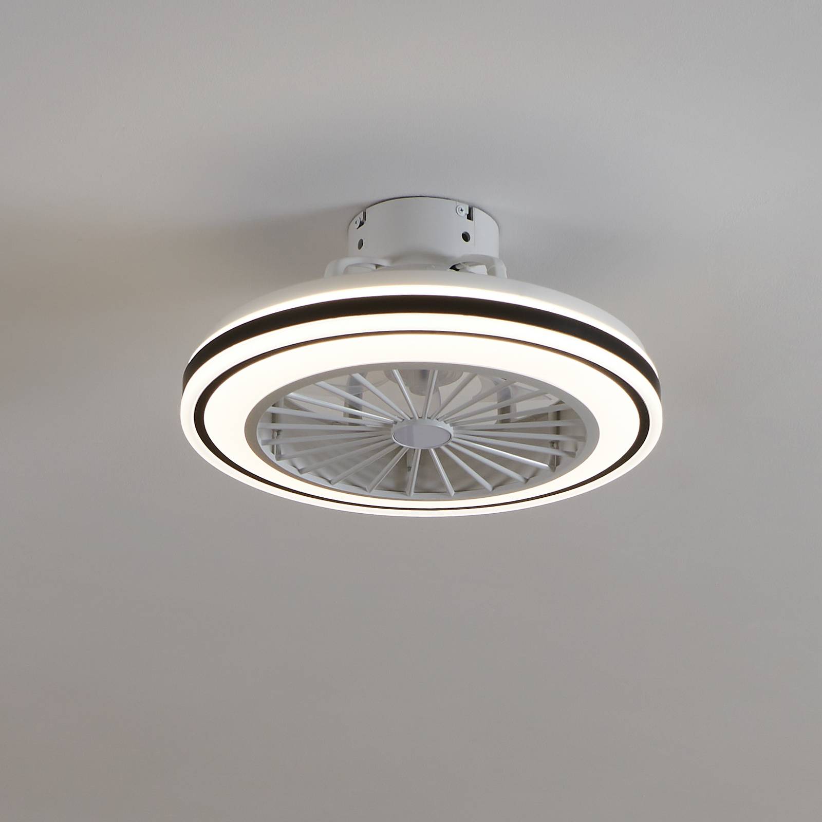 Deckenventilator Almeria LED CCT, weiß/schwarz günstig online kaufen