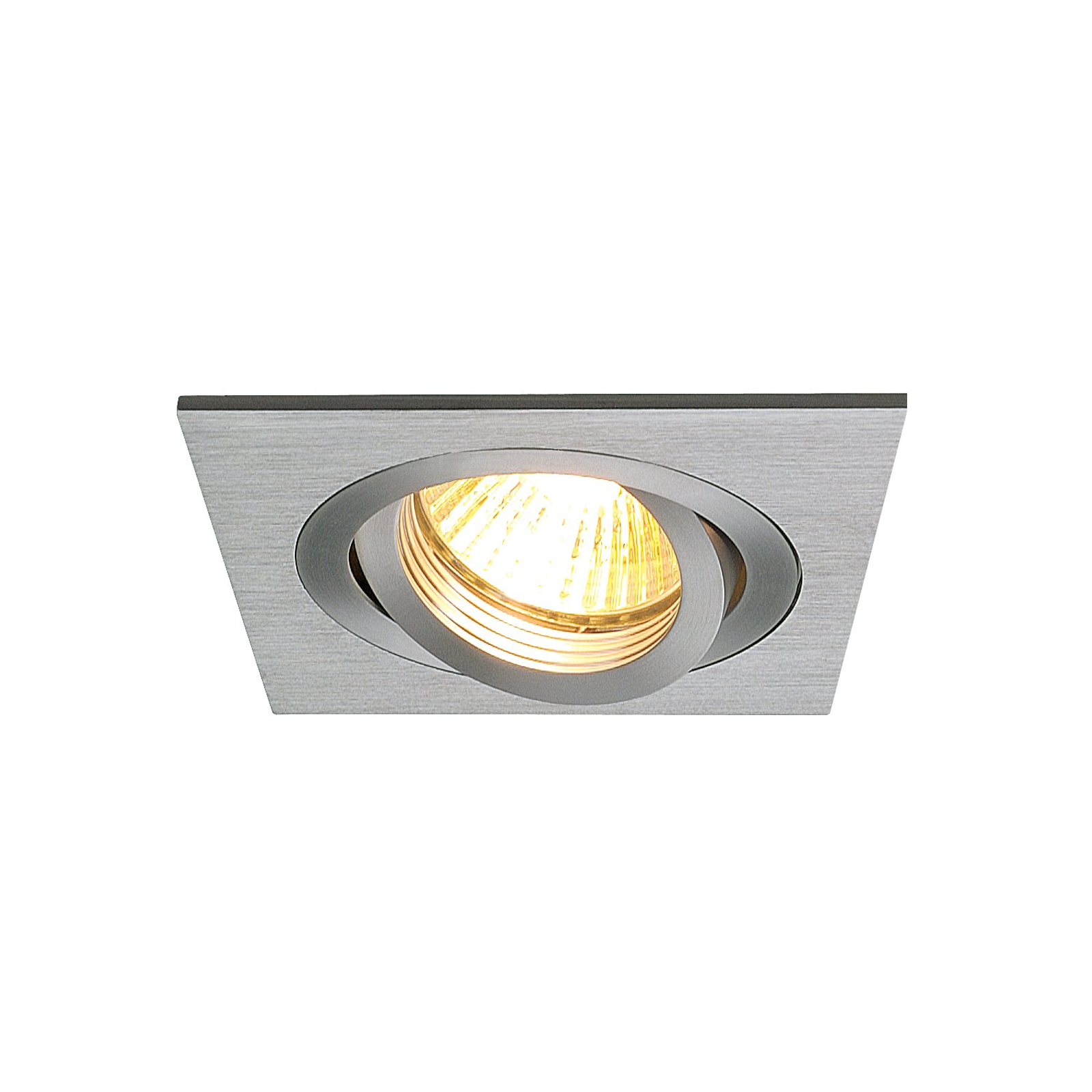 SLV New Tria 1 GU Built-In Spotlight Tiltable, for Living / Dining Room, Brushed aluminium, GU10, 50 W, energy efficiency: A++, L: 9 cm, W: 9 cm, H: 0.5 cm