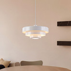 Suspension Lindby Tivra, blanche, Ø 35 cm, métal, E27