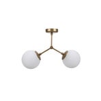 Plafonnier Damar, doré, verre, à 2 lampes, longueur 44 cm, E27