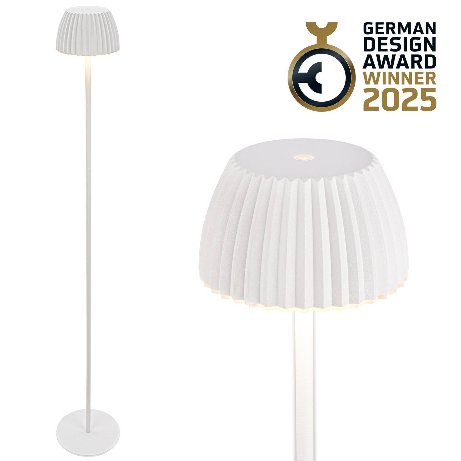 LED-Akku-Stehlampe Brilo unplugged Riffle, weiß, Touchdimmer