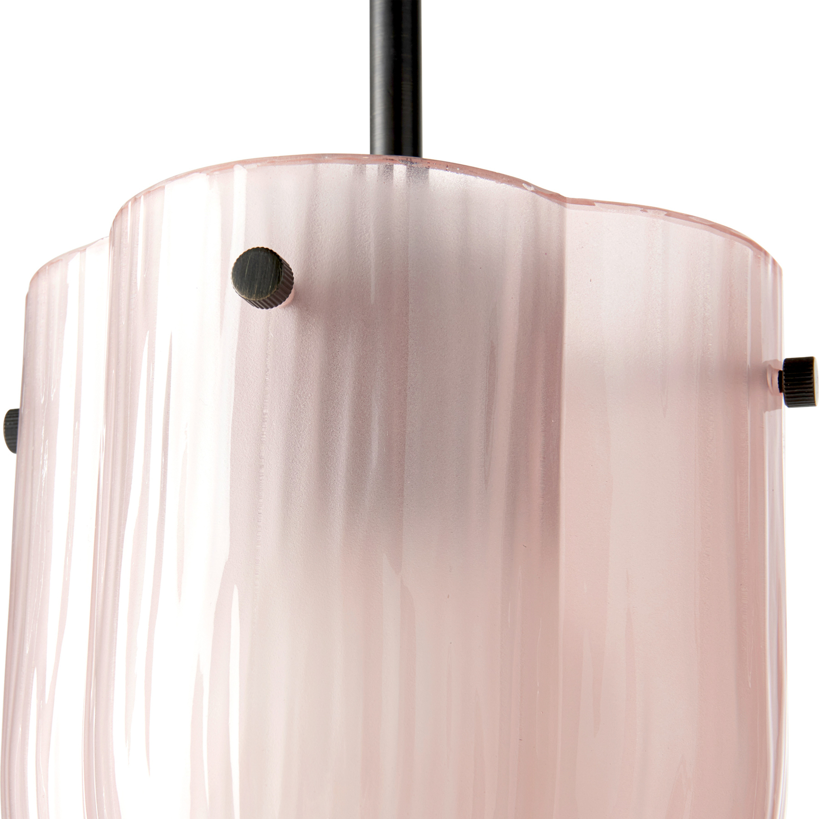 Lampa wisząca Gubi Seine, antyczny mosiądz, koralowo-różowe szkło