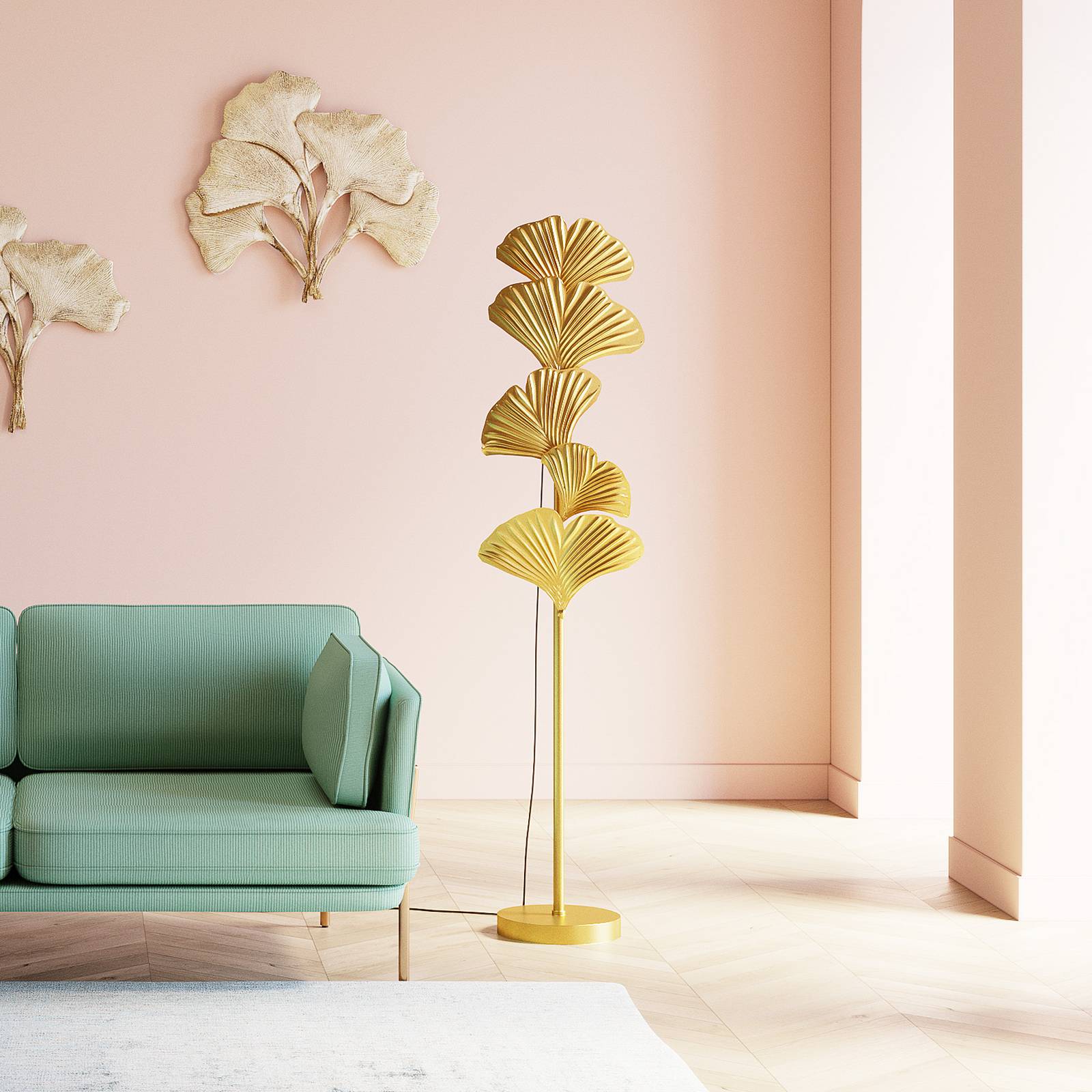 KARE Stehleuchte Yuva, goldfarben, Metall, 160 cm, E27 günstig online kaufen