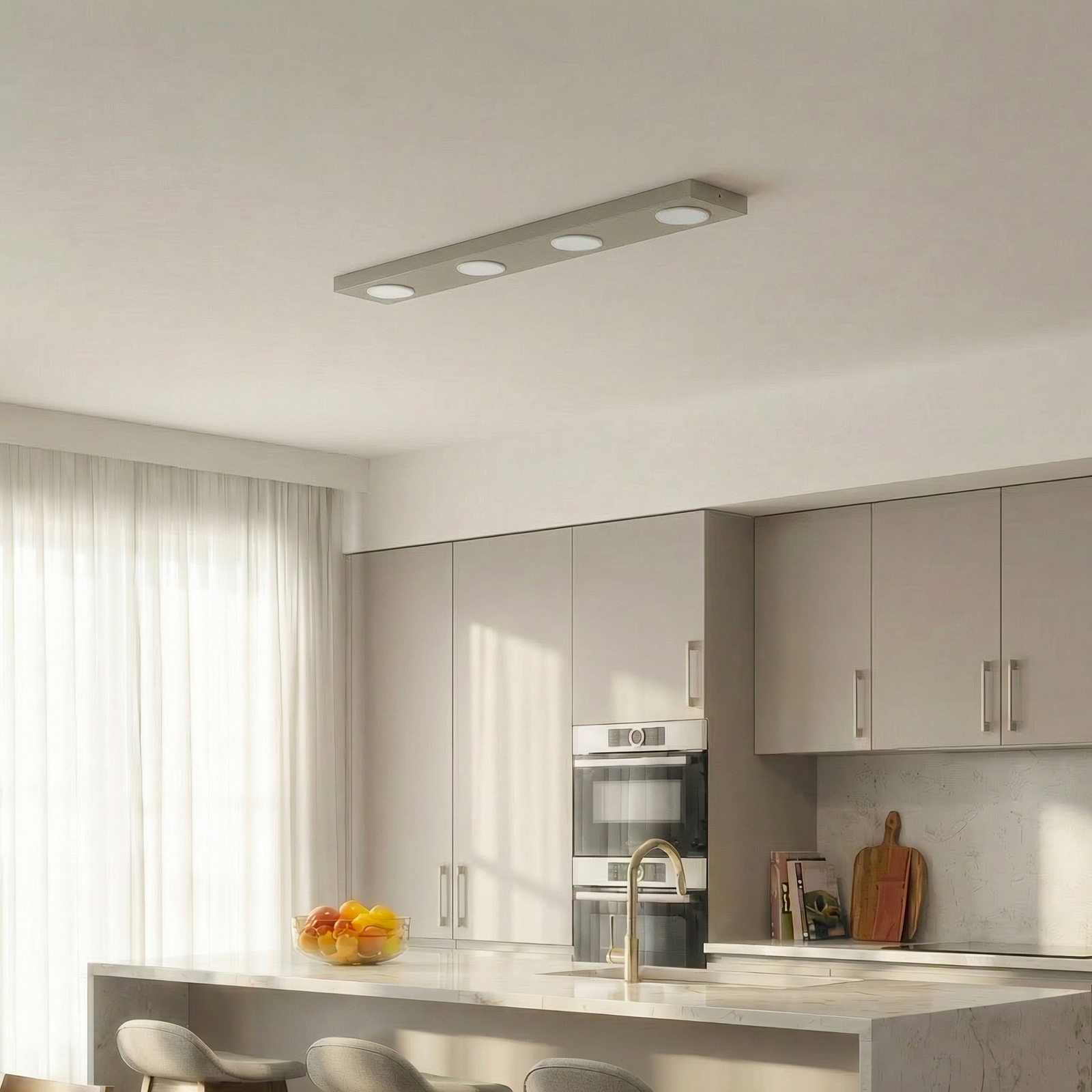 Plafonieră Hero gri-bej, 4 becuri, 75 x 12 cm, metal, GX53