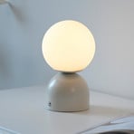 LED-akutoitega laualamp RUDI, beež, kõrgus 20 cm, CCT, puutetundlik hämardus