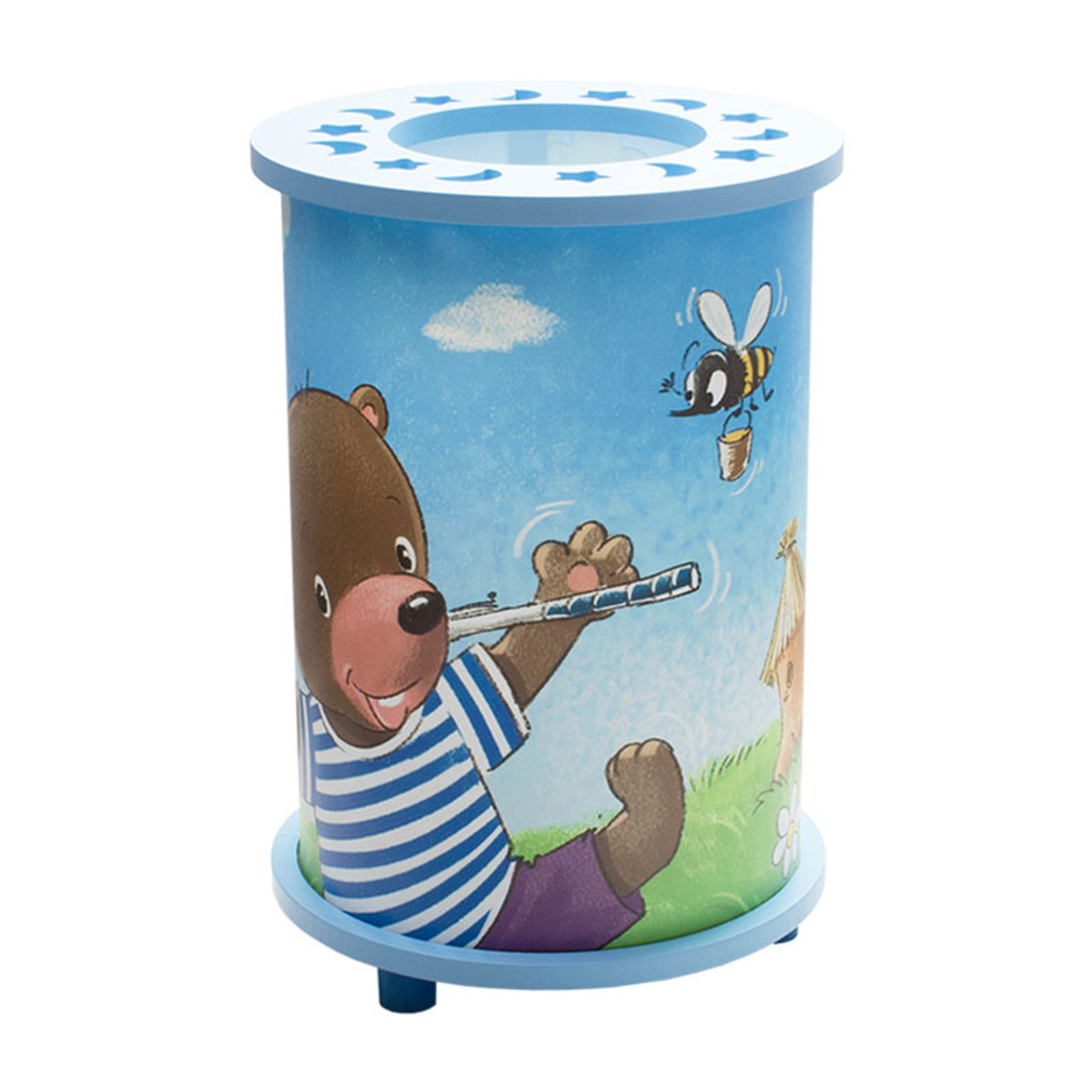Elobra 25/15 Bear with Fishing Rod table lamp, blue, for Children's Room, wood, plastic, E14, 40 W, energy efficiency: A++, H: 25 cm