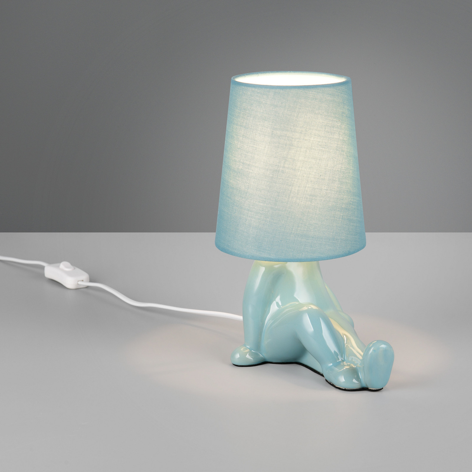 Reality Leuchten Lampa de masă Huma albastră înălțime 25 cm textil/ceramică E14 - Camera de zi / sufragerie - Viața tânără - albastru