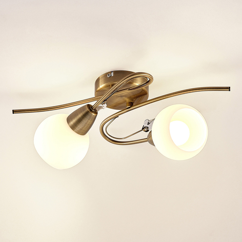 Lindby Floresca Deckenleuchte, 2-flammig, messing