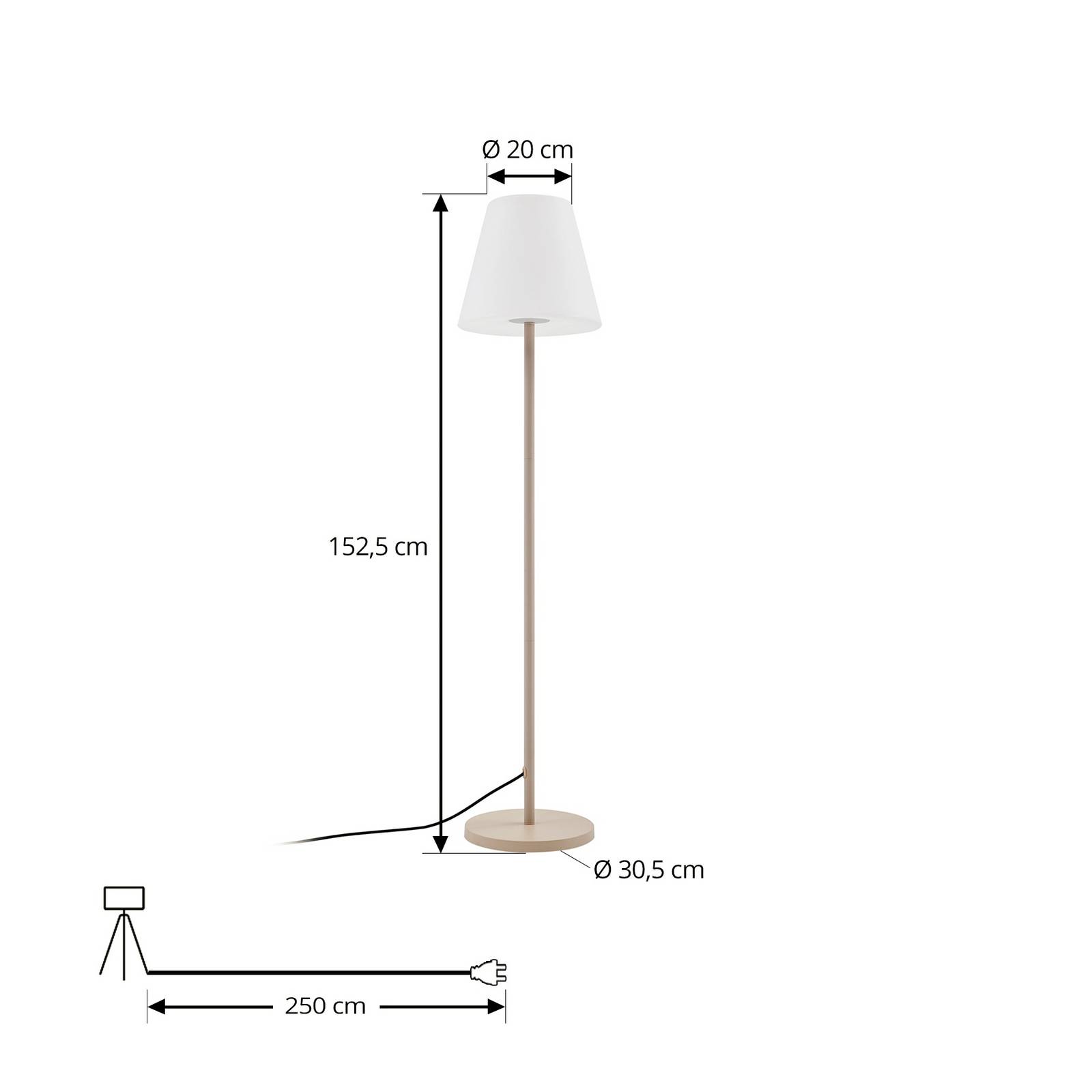 Lampa tarasowa Lucande Jaimy, beżowy, metal, 150 cm, E27