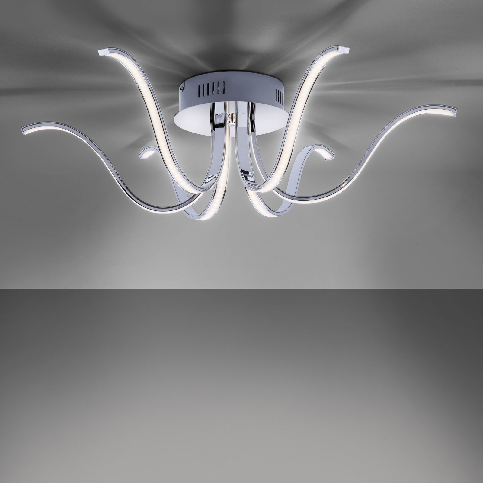 LED-loftslampe Valerie 6-lys Ø67cm stål