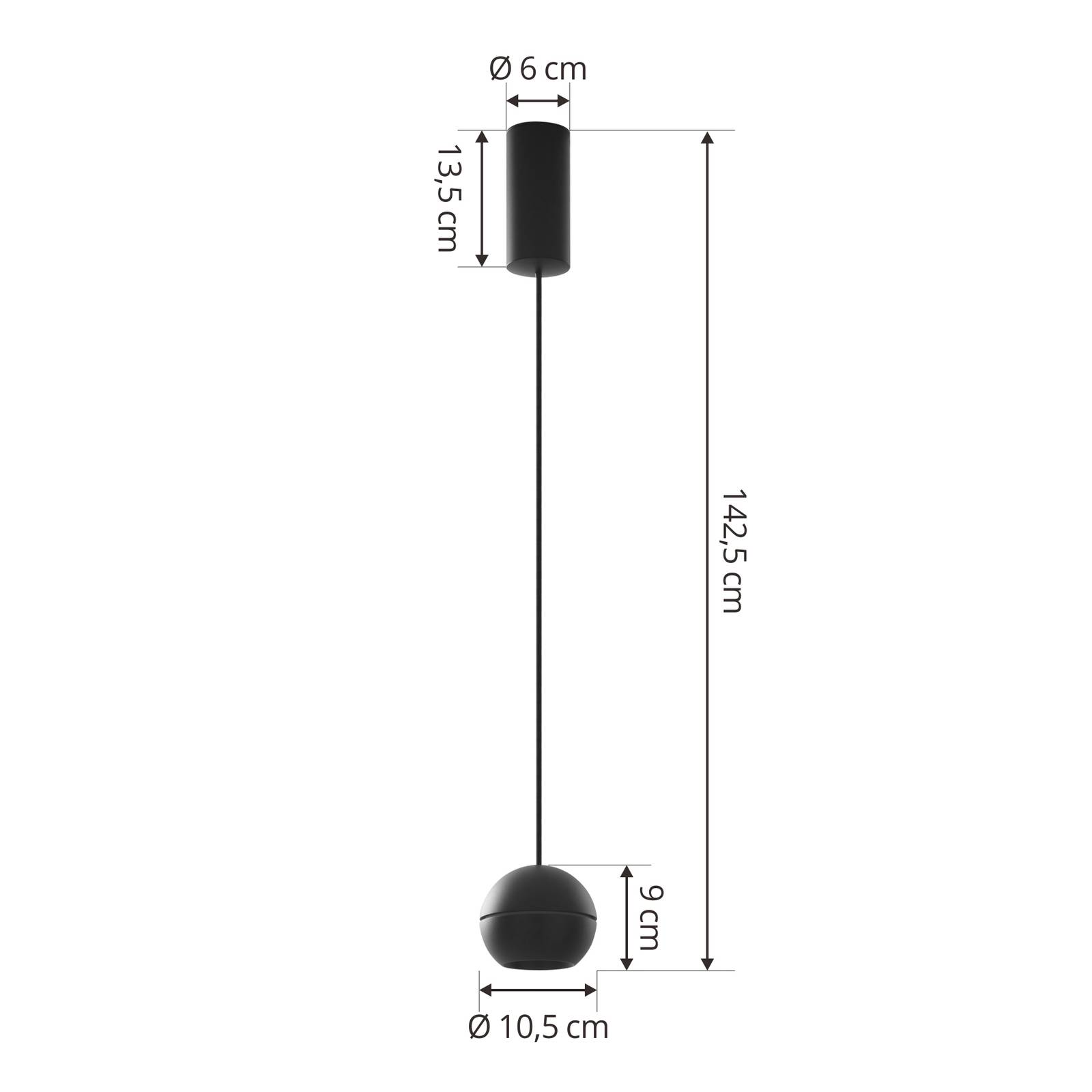 Lampa wisząca Lucande LED Plarion, czarna, aluminium, Ø 9 cm