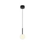 Kelder hanglamp, 1-lamp, ijzer, zwart, glas, wit