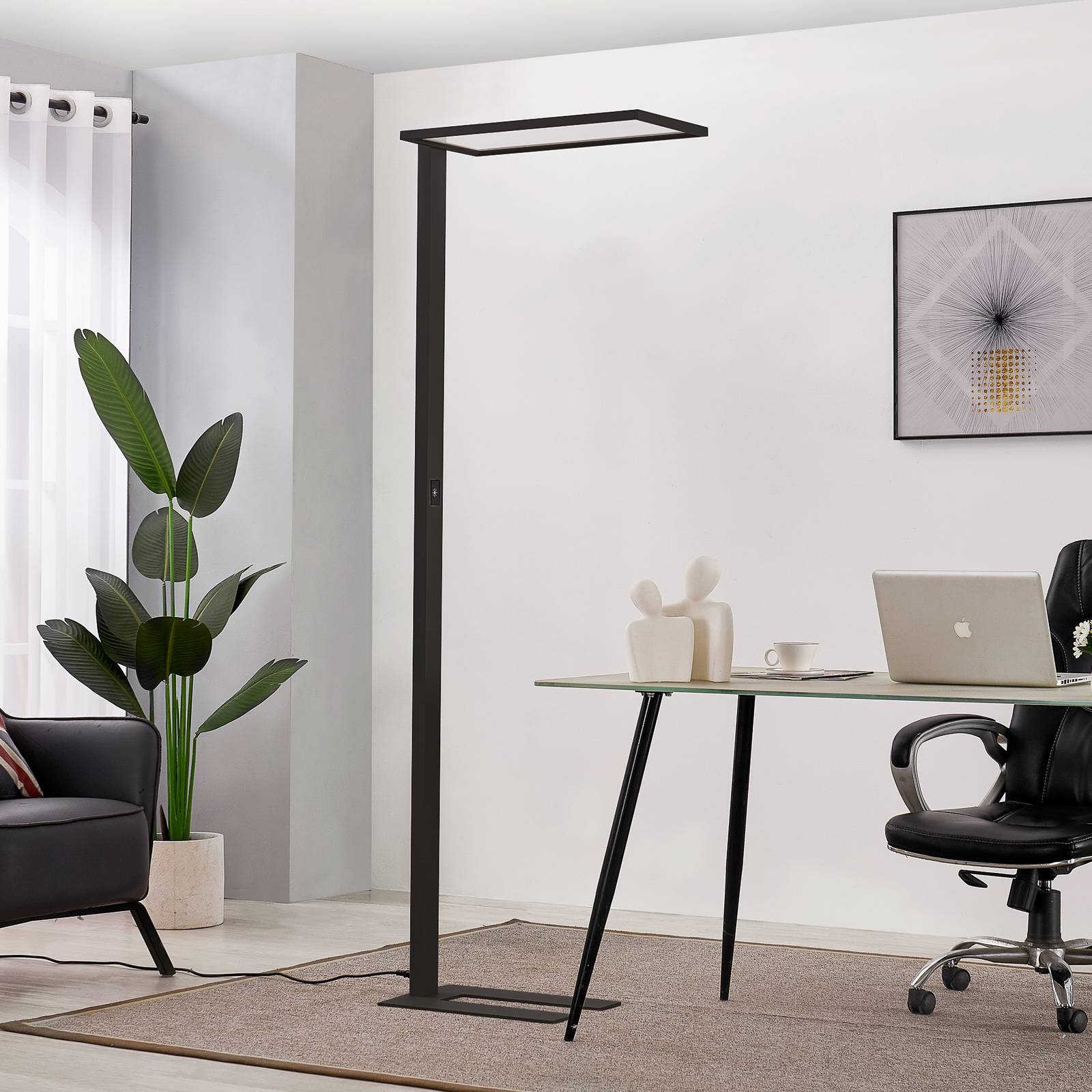PRIOS Kancelářská stojací lampa Prios Taronis LED, stmívač, černá