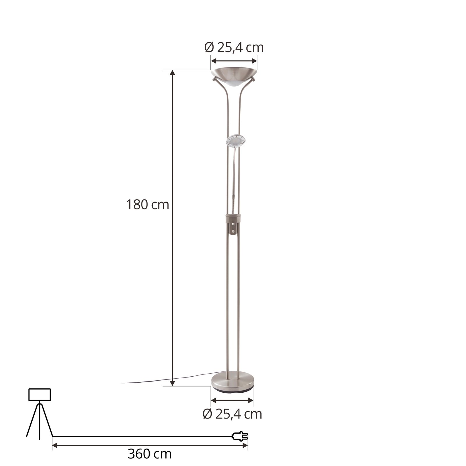 Josefin LED Stojací Lampa Nickel - Lindby