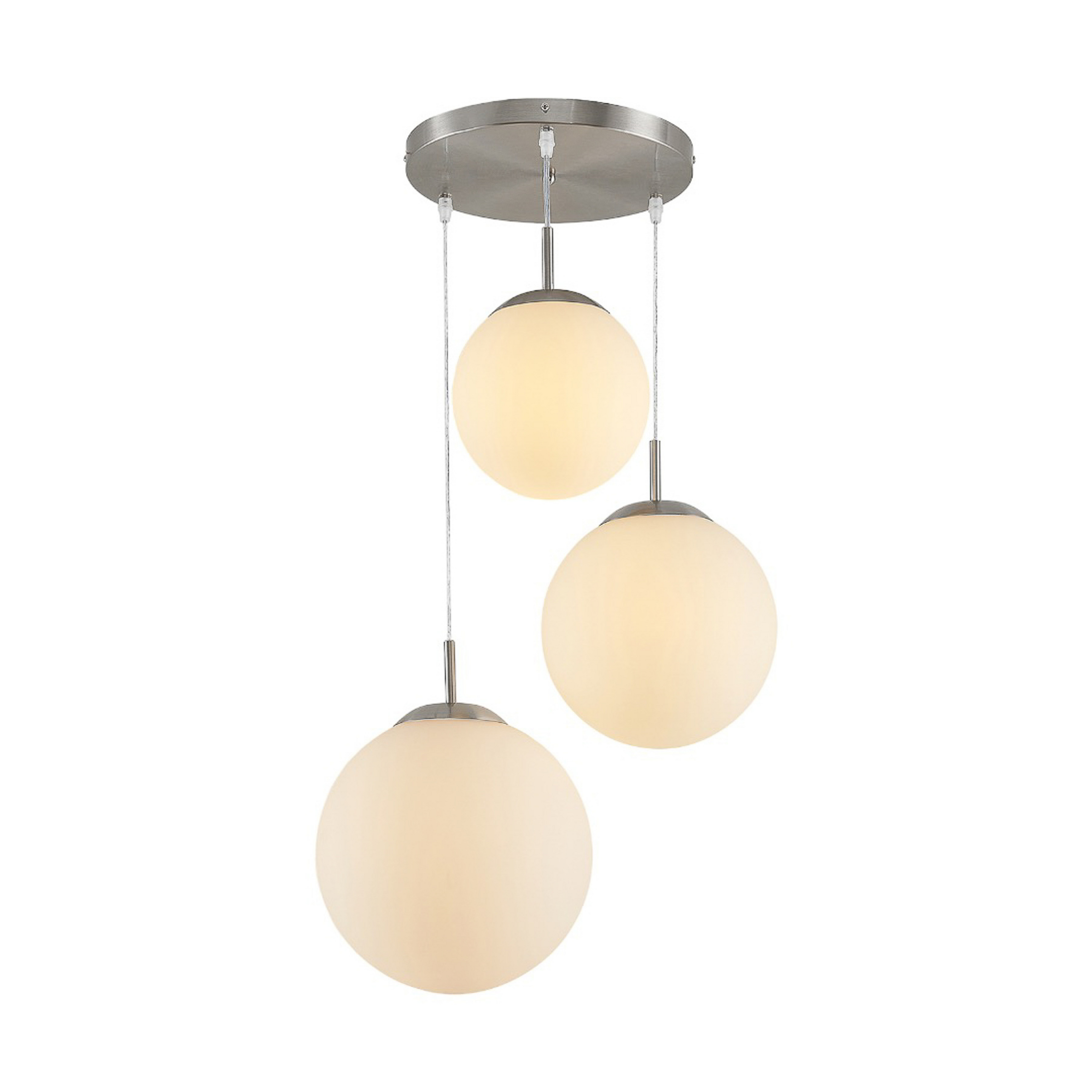 Heleska 3 Round Suspension Opal/Nickel - Lindby