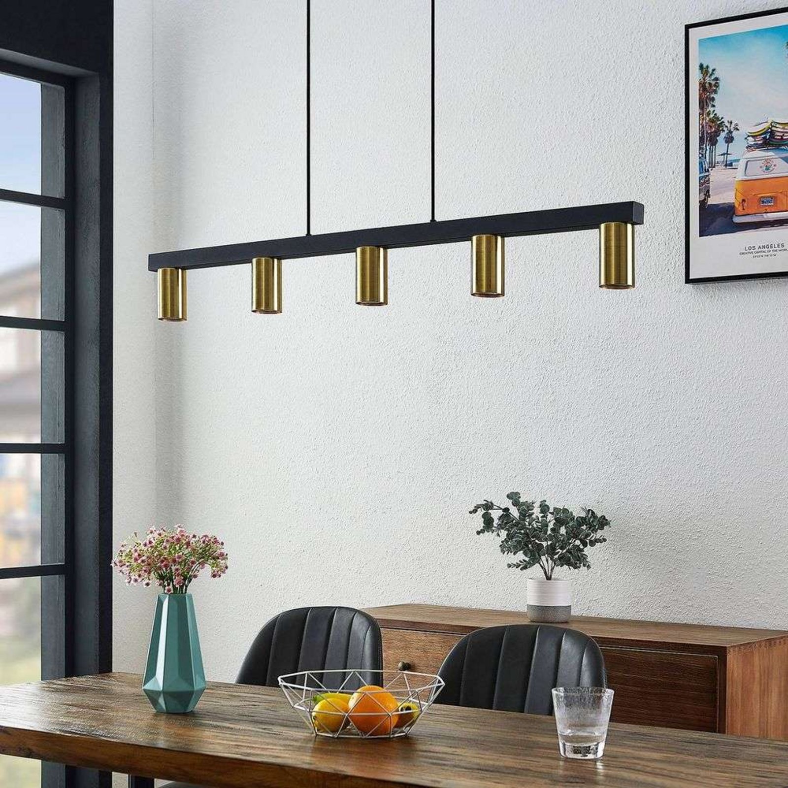 Baliko 5 Lustră Pendul Black/Brass - Lindby