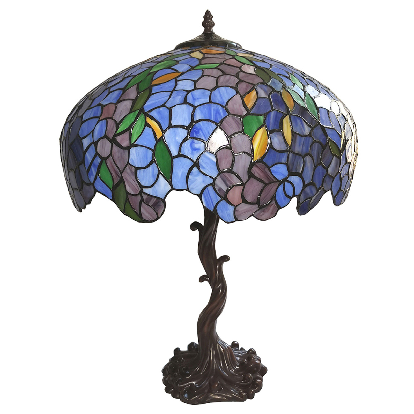 Stolová lampa 5LL-6070 modrá/zelená, štýl Tiffany