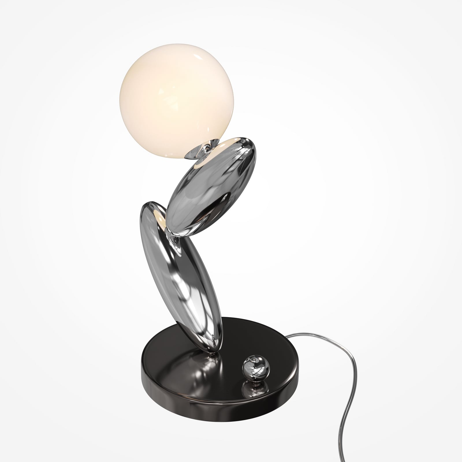 Stolová LED lampa RESONANCE, platinová/opálová, 37 cm, kov/sklo, stmievateľné Stolová LED lampa RESONANCE, platinová/opálová, 37 cm, kov/sklo, stmievateľné