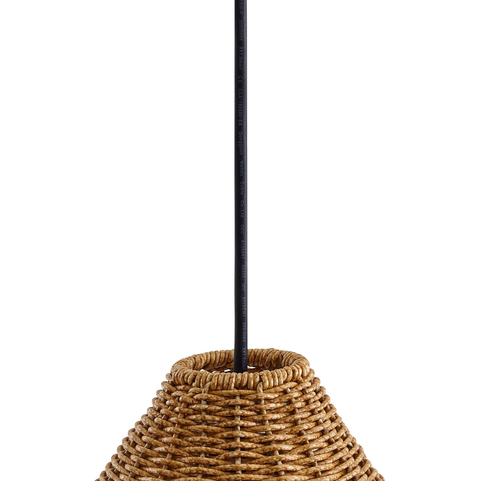 Lucande buiten hanglamp Taniola, 1-lamp, beige, rotan