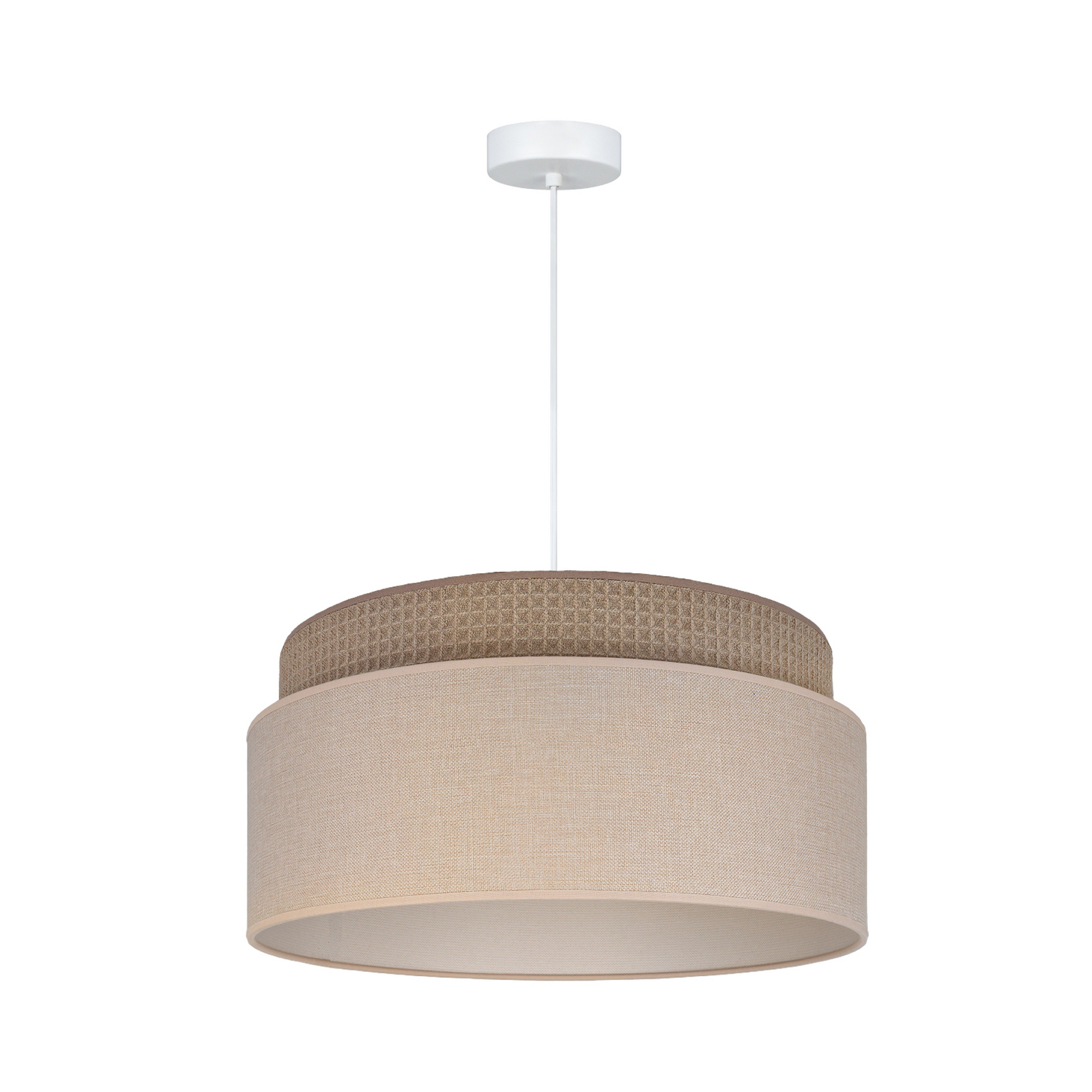Závesné svietidlo Milano, kávovo hnedá/béžová, Ø 45 cm, textil – Duolla