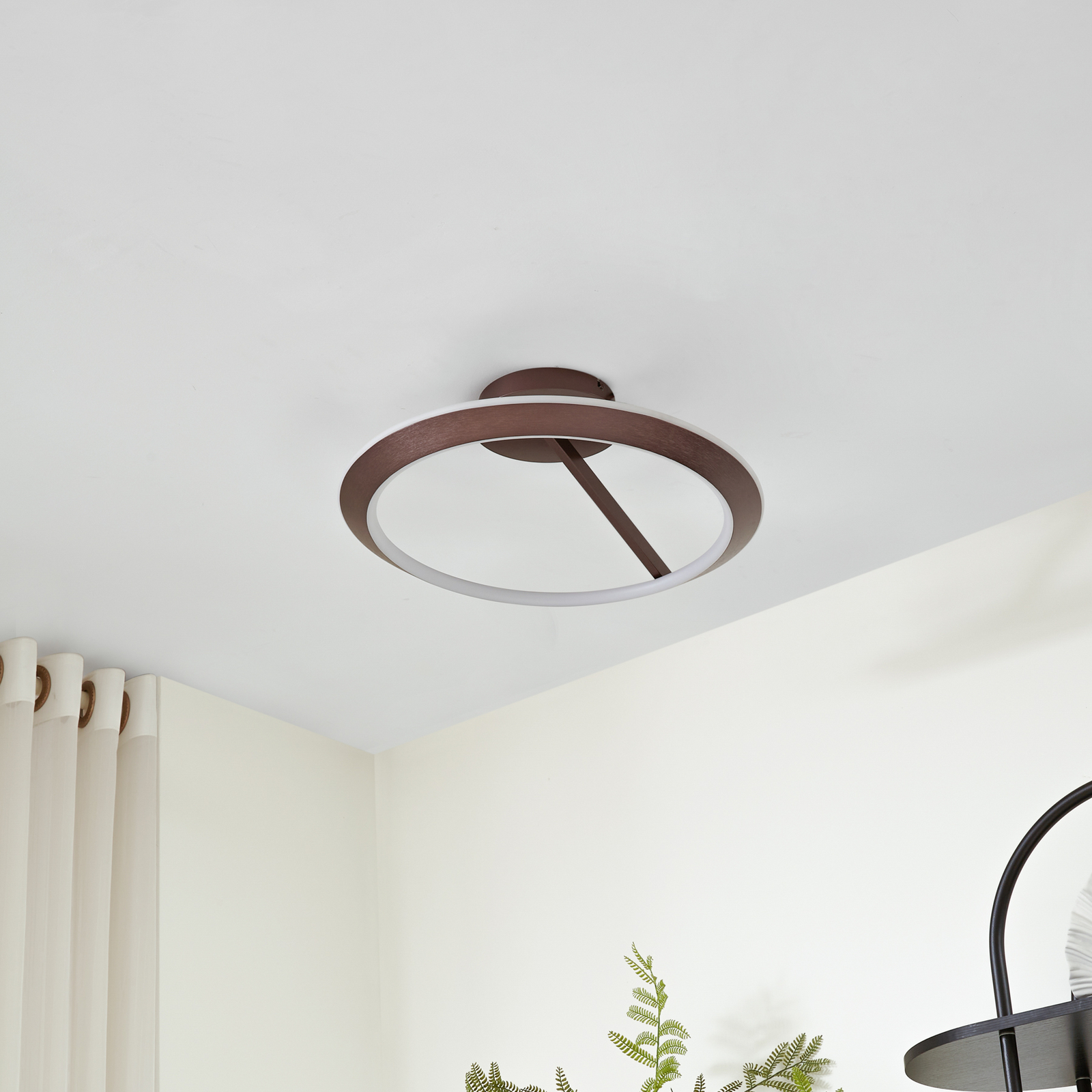Lucande LED-Deckenleuchte Eldra, kaffeebraun, Ø 55 cm, CCT