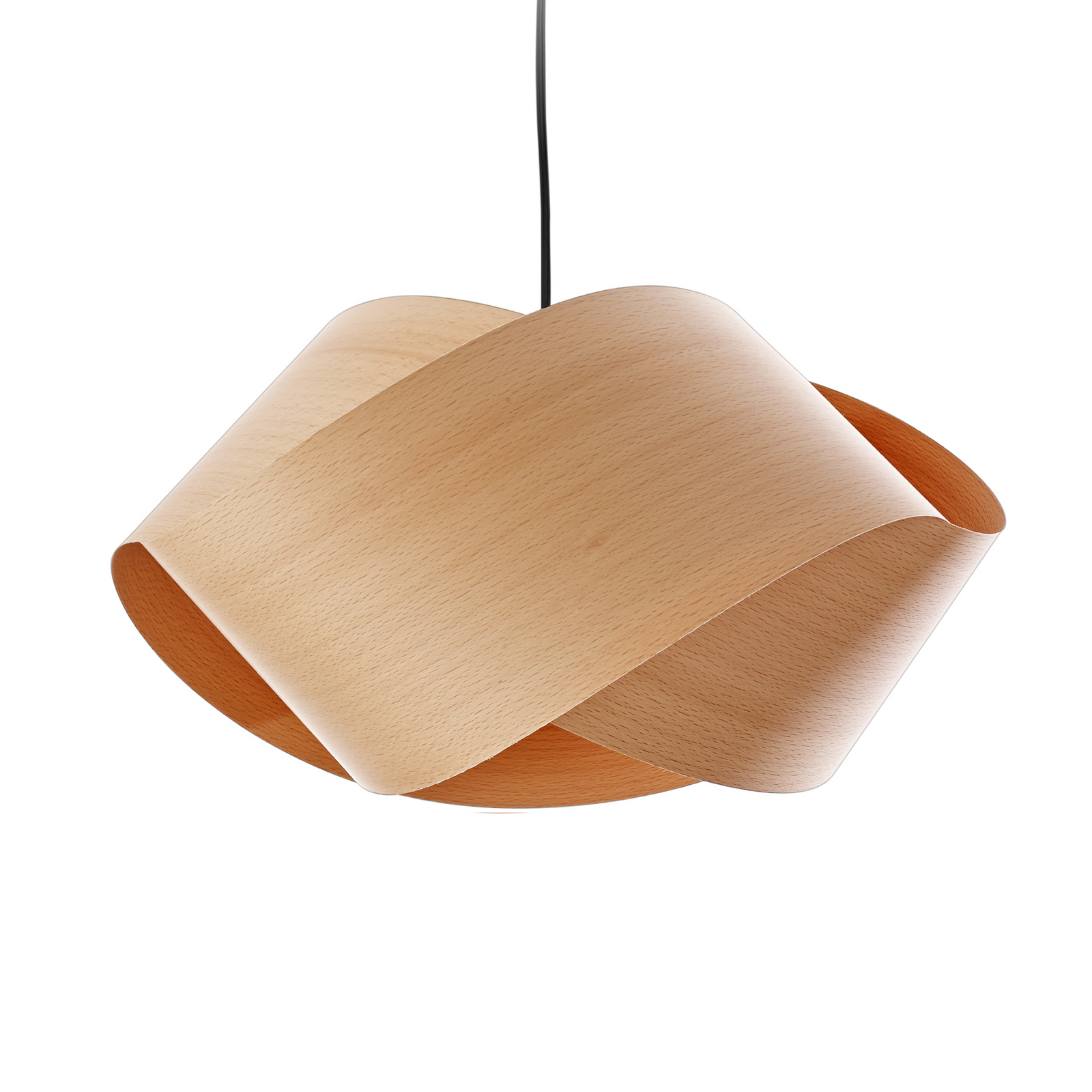 LZF висяща лампа Nut, бук/никел, дължина 42 cm, дърво