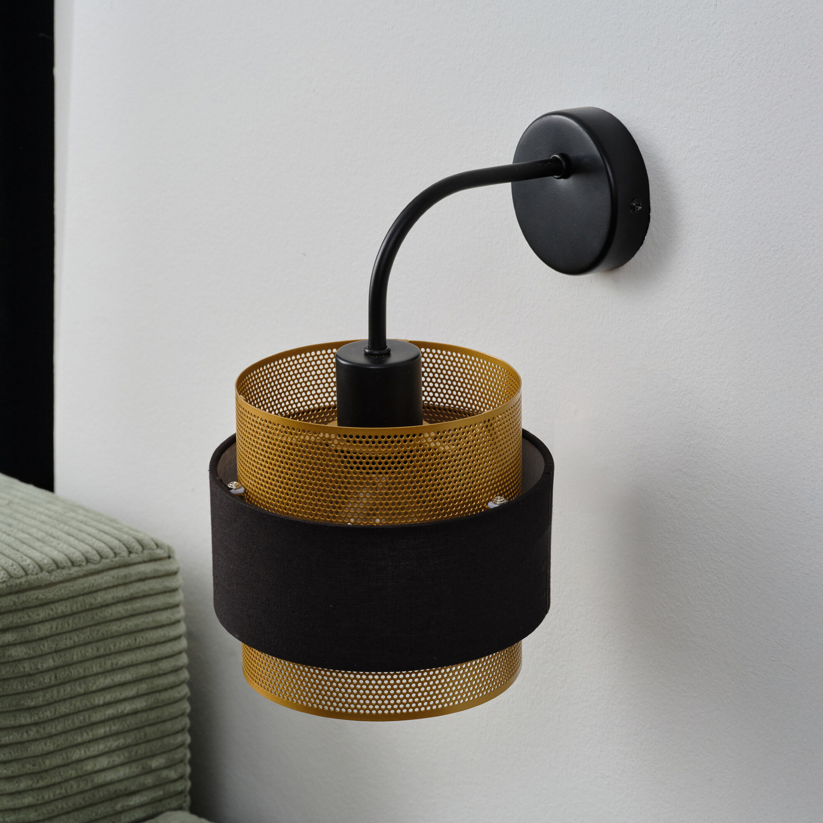 Aplică OSRAM Decor Hornet 1 bec negru/auriu E27 - Camera de zi / sufragerie - Modern - negru auriu - Țesătură / Textil