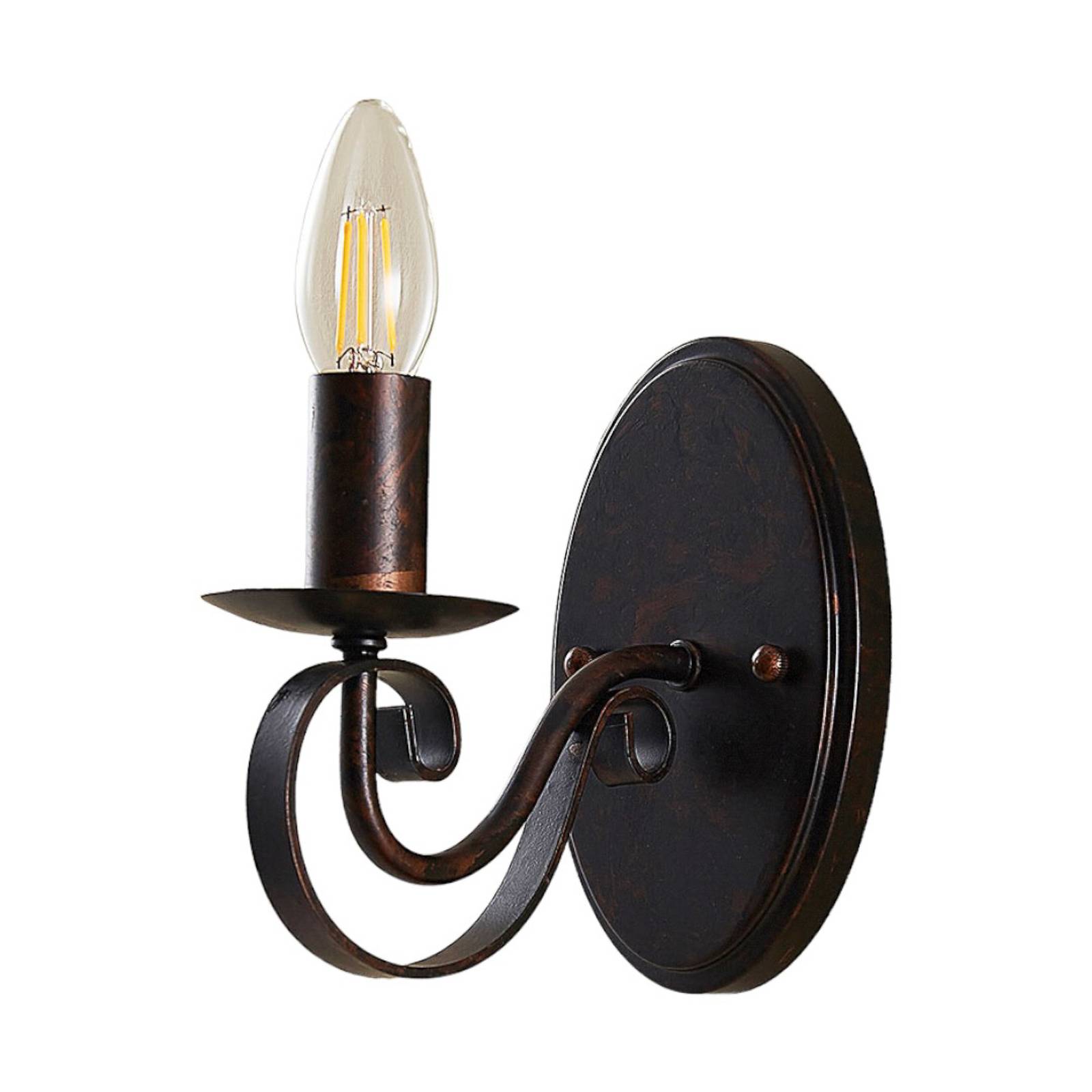 Lampa ścienna Lucande Caleb, 18 cm, kolor rdzawy, metal, E14