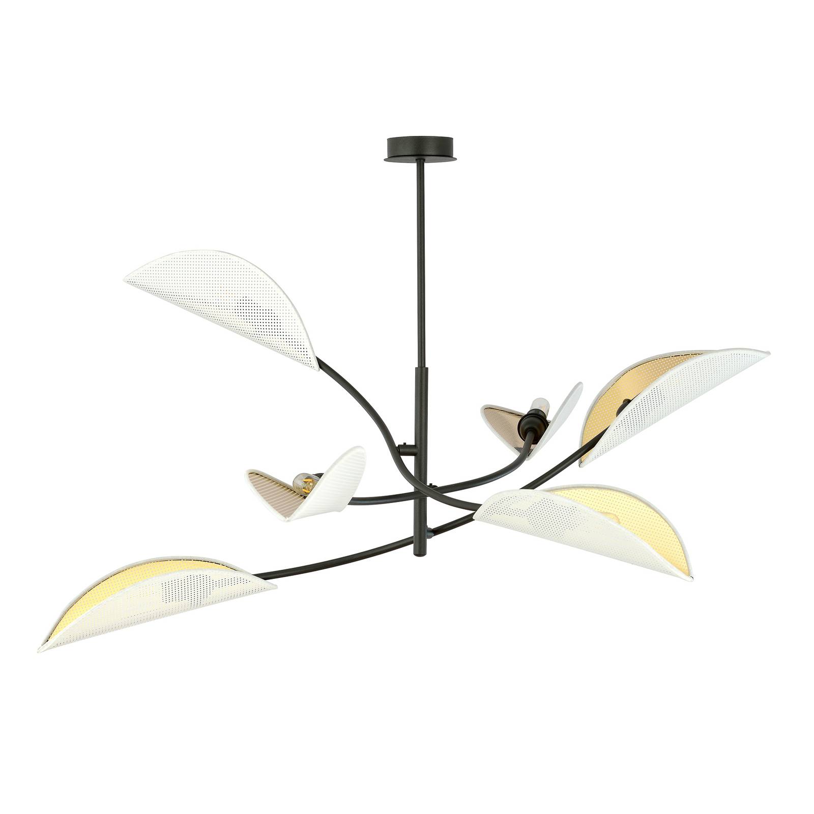 Lotus loftlampe sort/hvid/guld 6 lyskilder