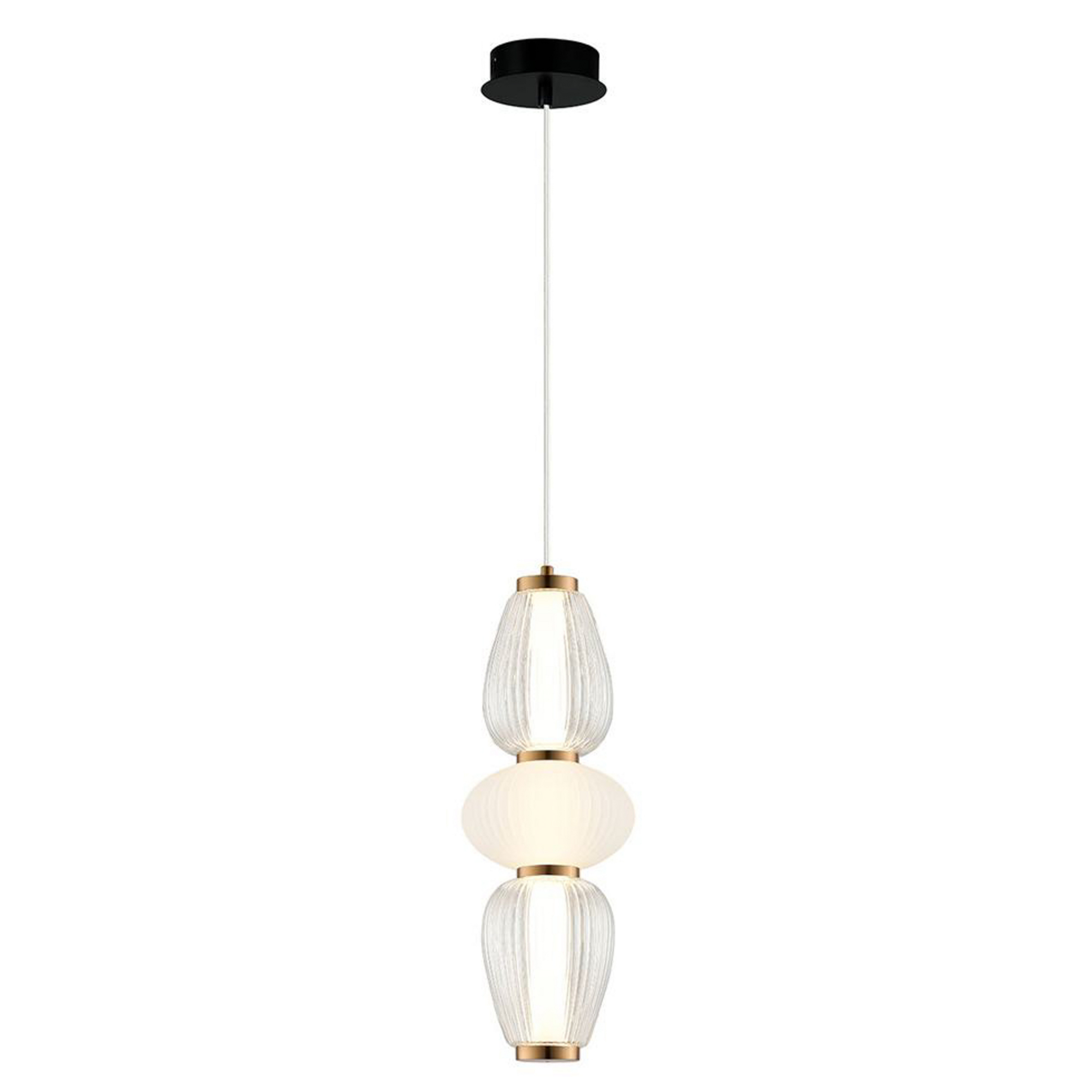 Suspension LED Shiny, Ø 16 cm, transparent/blanc, verre