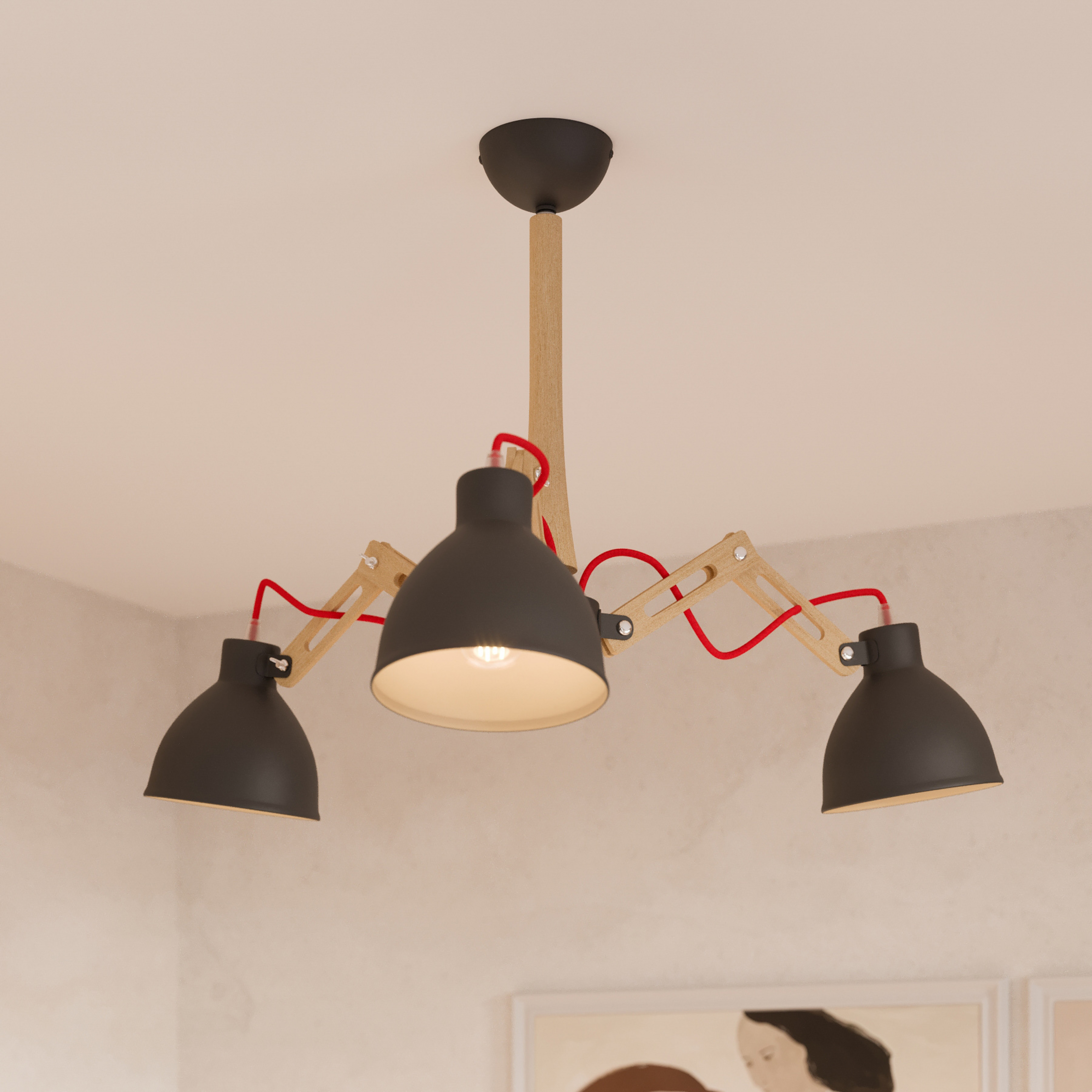 Skansen podesiva stropna lampa s 3 žarulje, crna