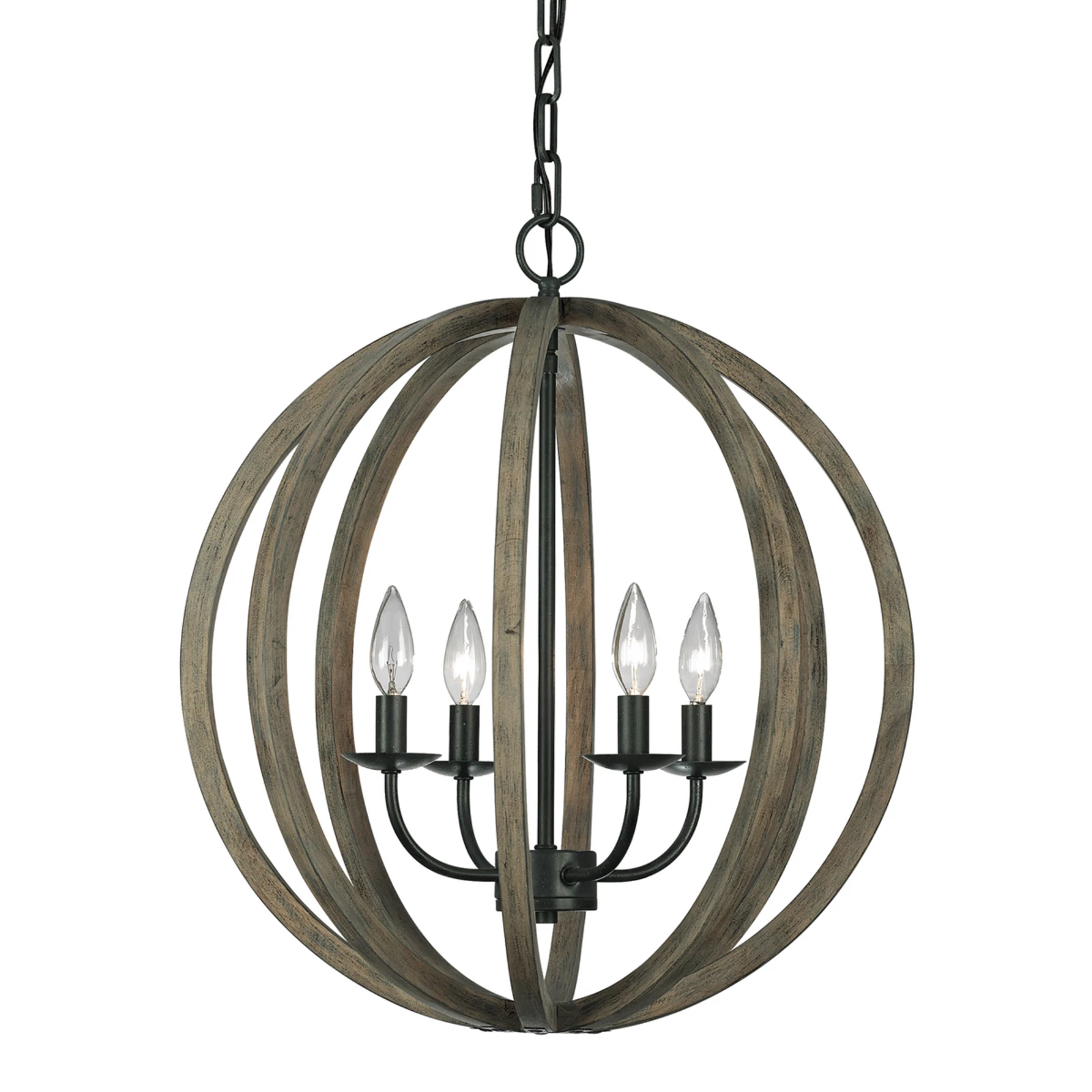 Vierflammige Pendelleuchte Allier aus Holz 52,1 cm